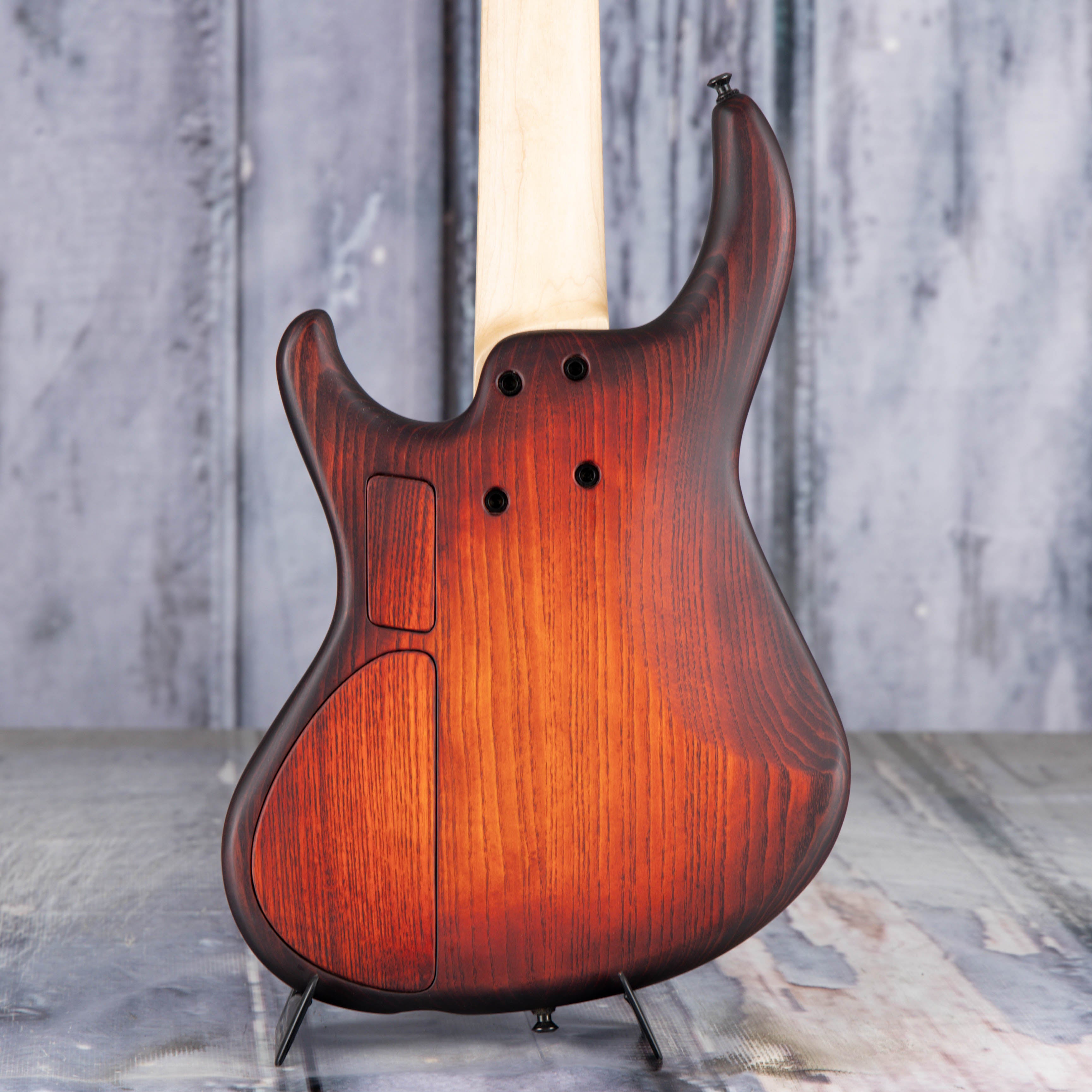 MTD Saratoga 5f 5-String Electric Bass Guitar, Dark Cherry Sunburst, back closeup