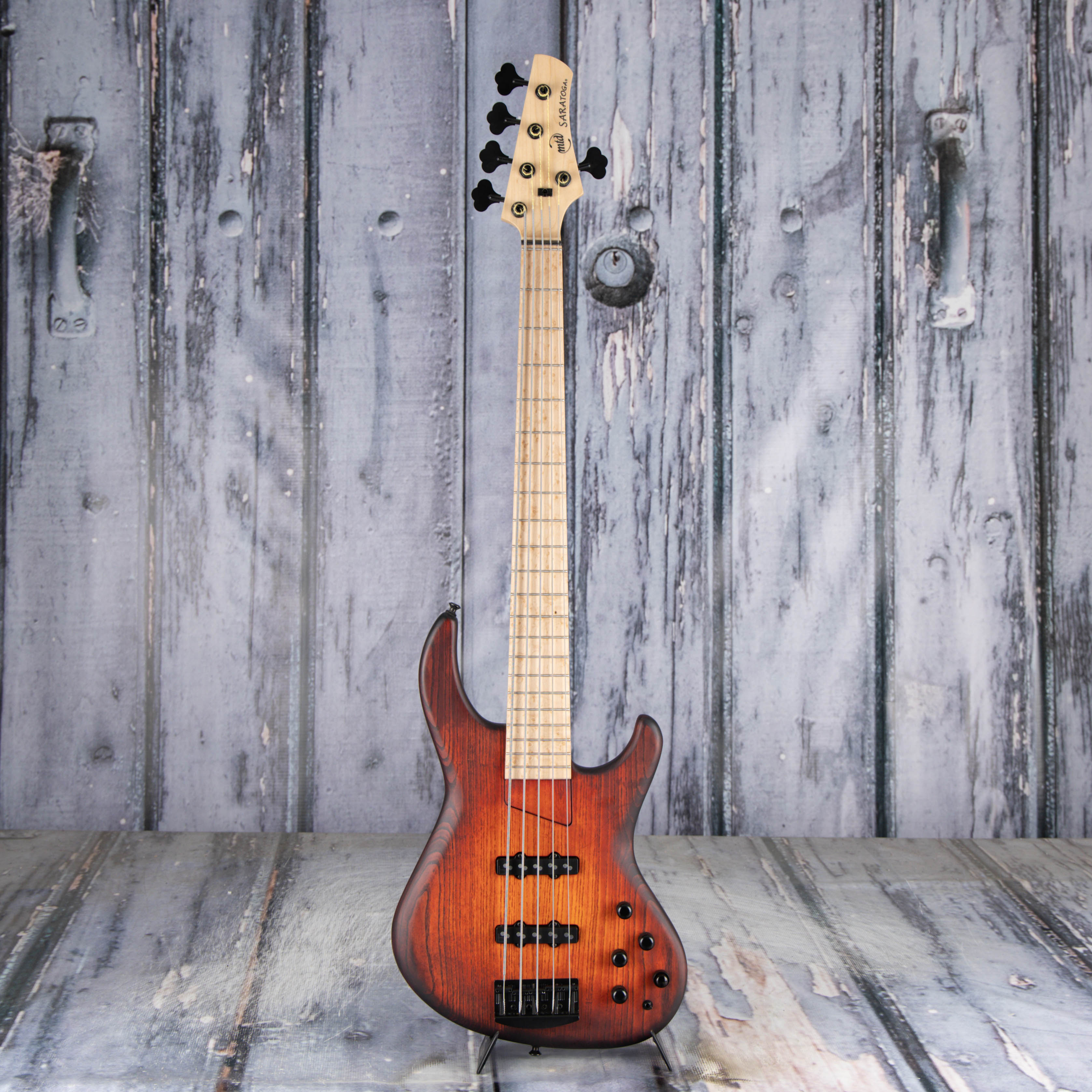 MTD Saratoga 5f 5-String Electric Bass Guitar, Dark Cherry Sunburst, front