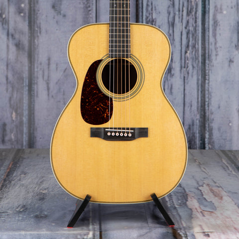 Martin 00-28 Left-Handed Acoustic Guitar, Natural, front closeup