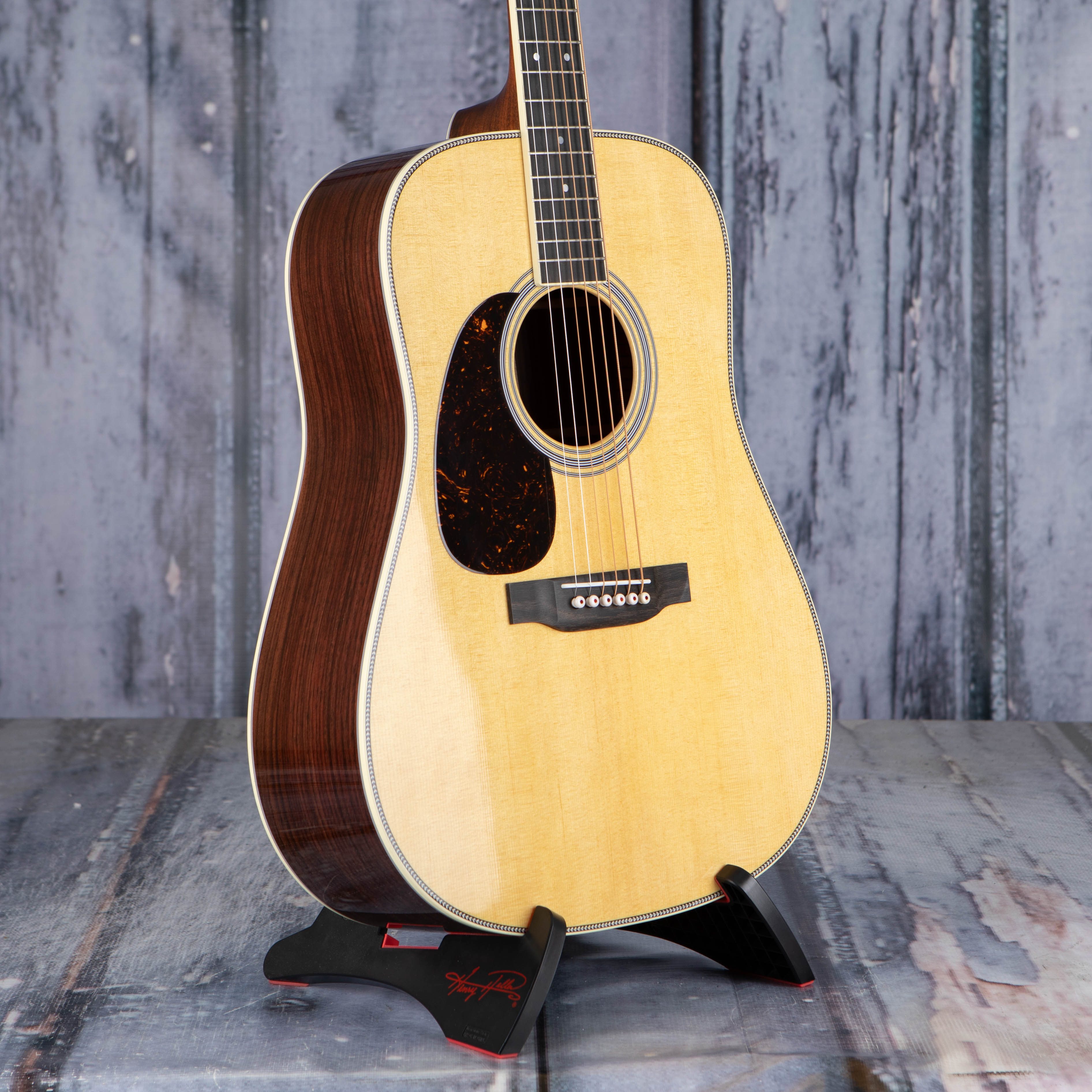 Martin HD-35 Left-Handed Acoustic Guitar, Natural, angle
