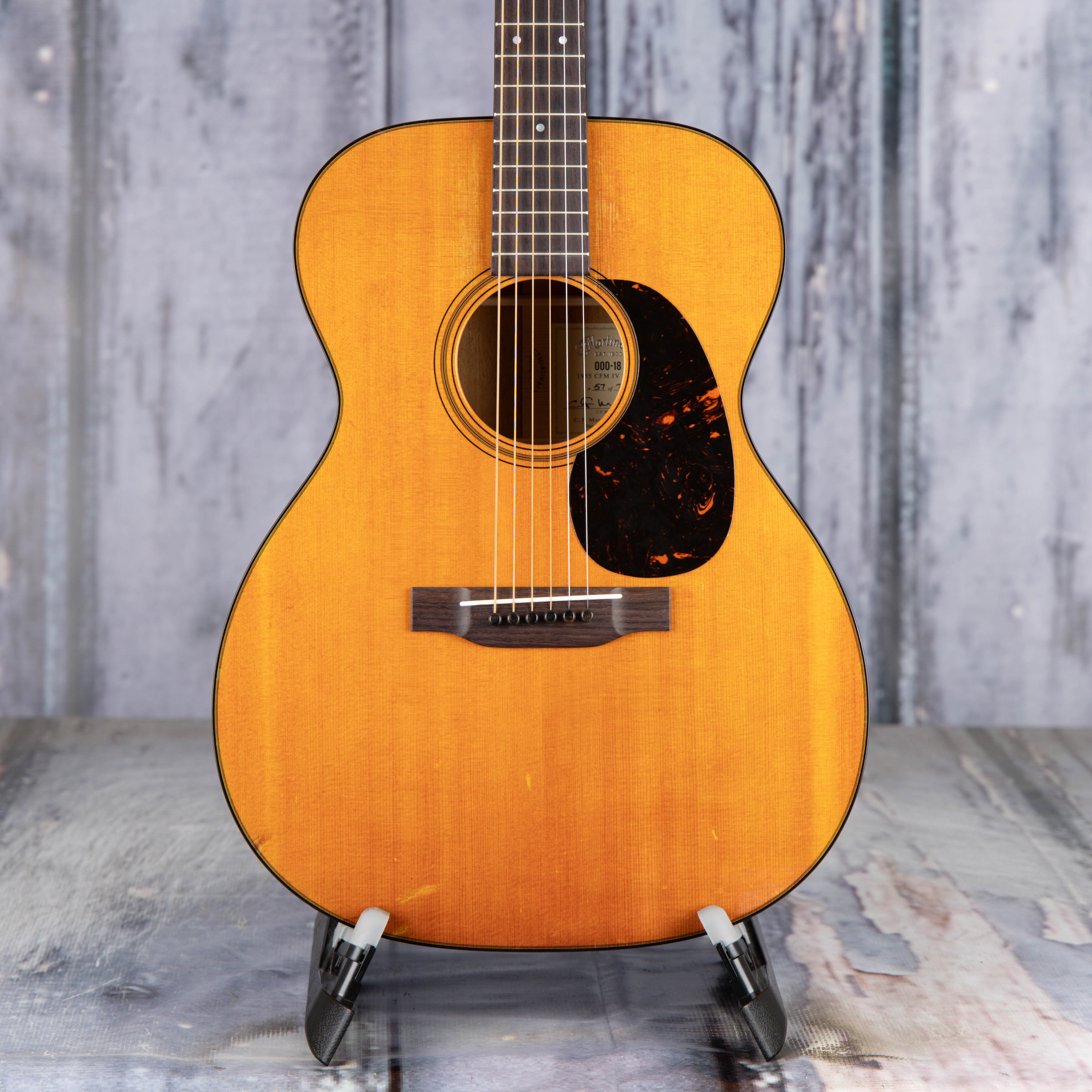 Martin 000-18 1955 CFM IV 70th Acoustic Guitar, Natural, front closeup
