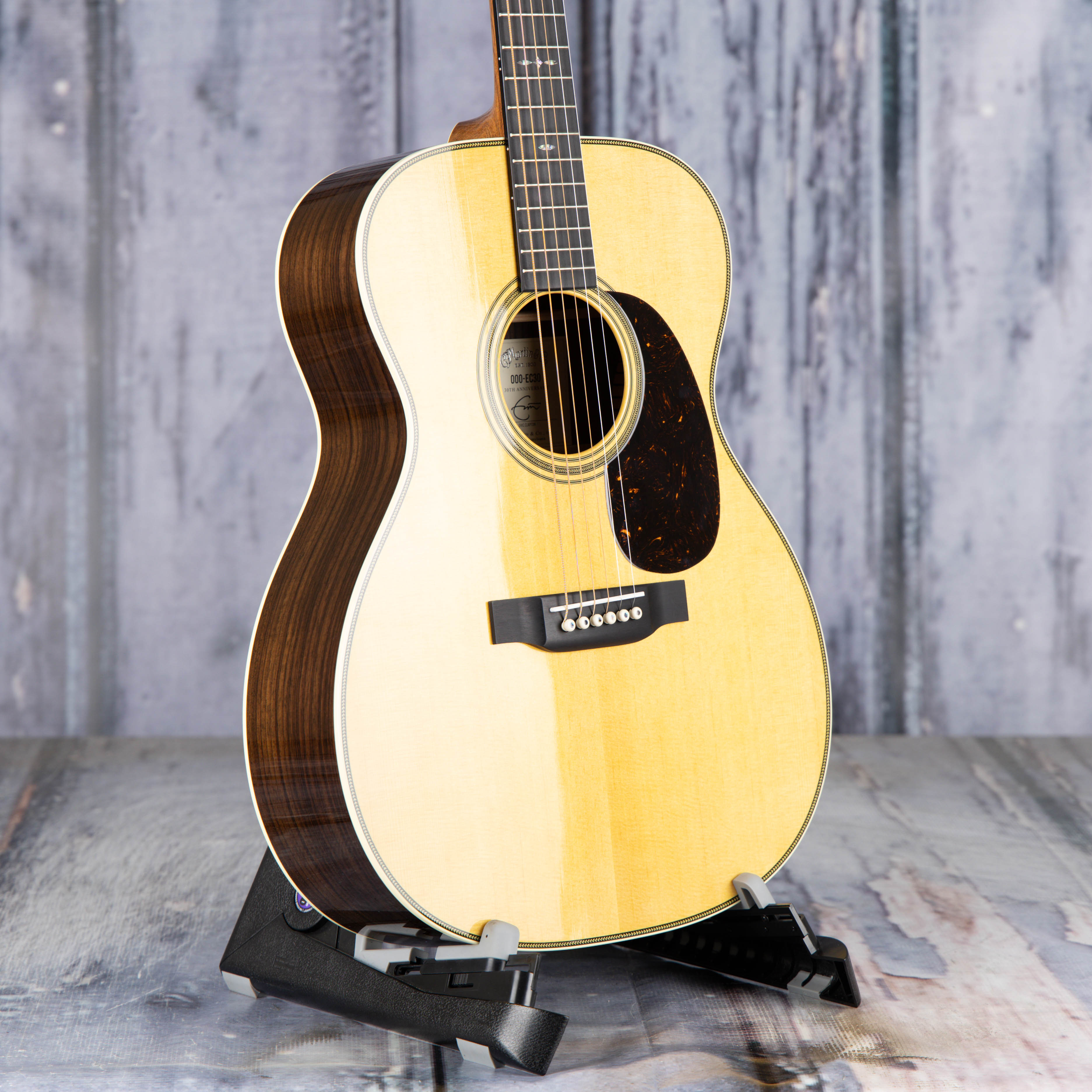 Martin 000-EC Eric Clapton 30th Anniversary Acoustic Guitar, Antique Toner, angle