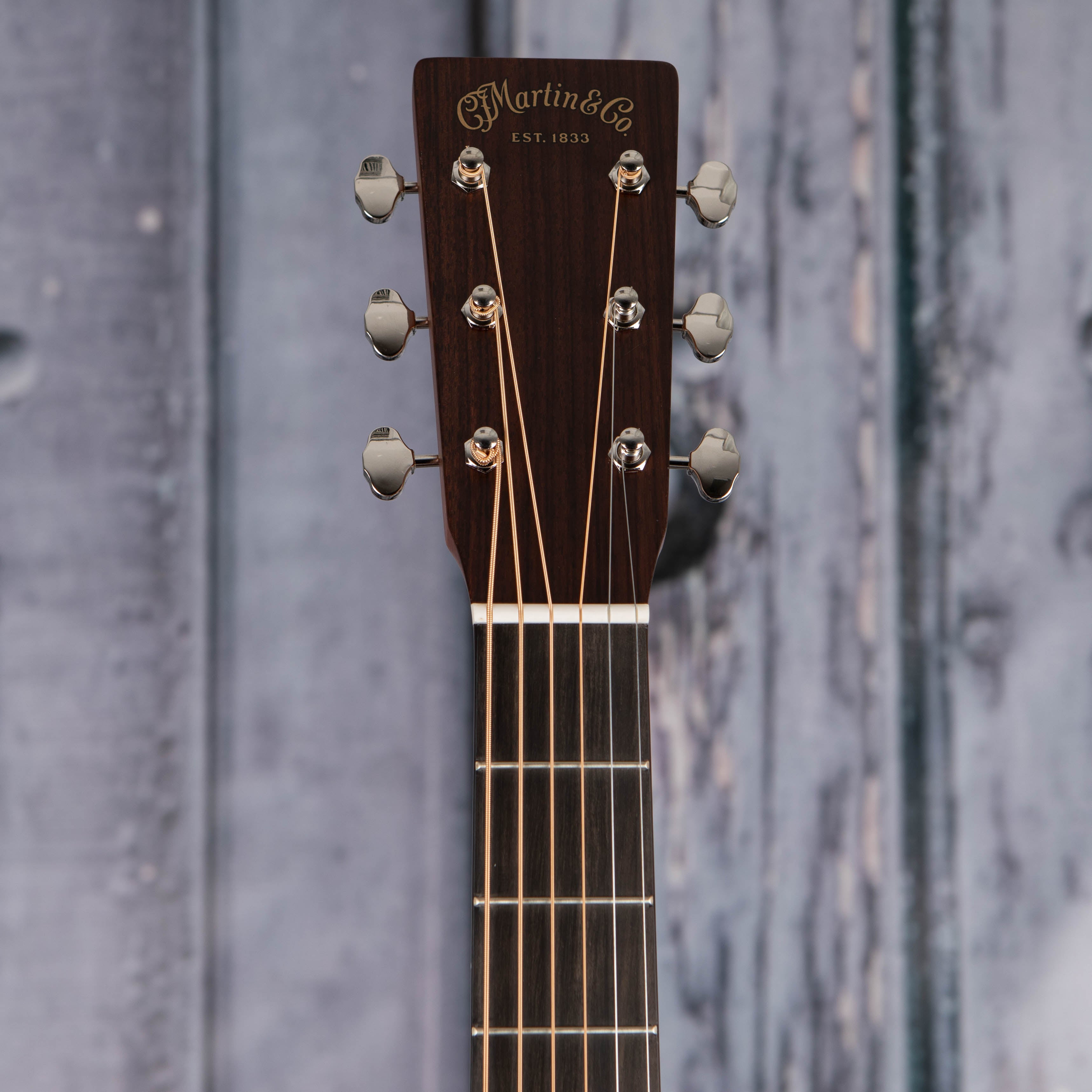 Martin D-17 Acoustic Guitar, Dark Mahogany, front headstock