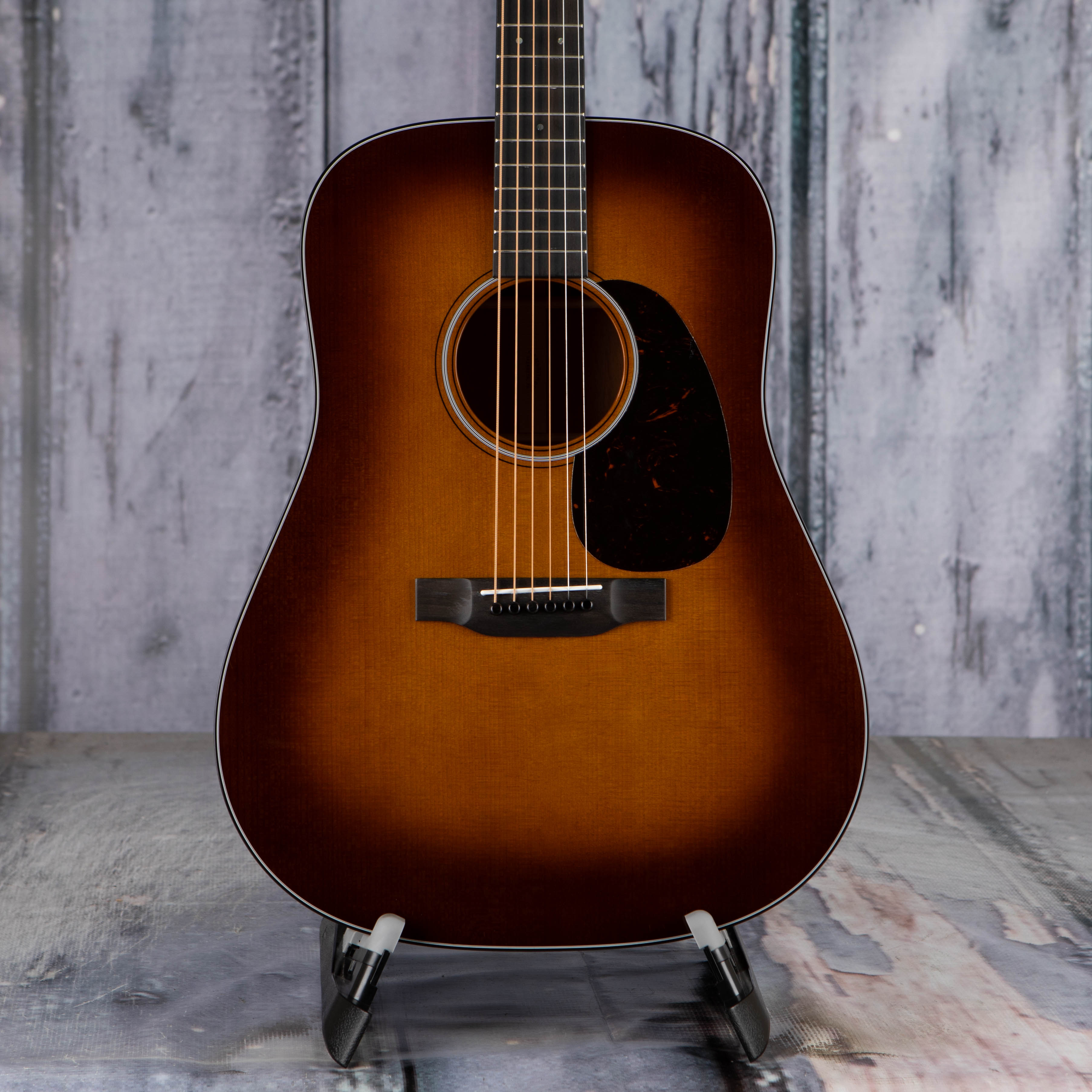 Martin D-18 Acoustic Guitar, Ambertone, front closeup