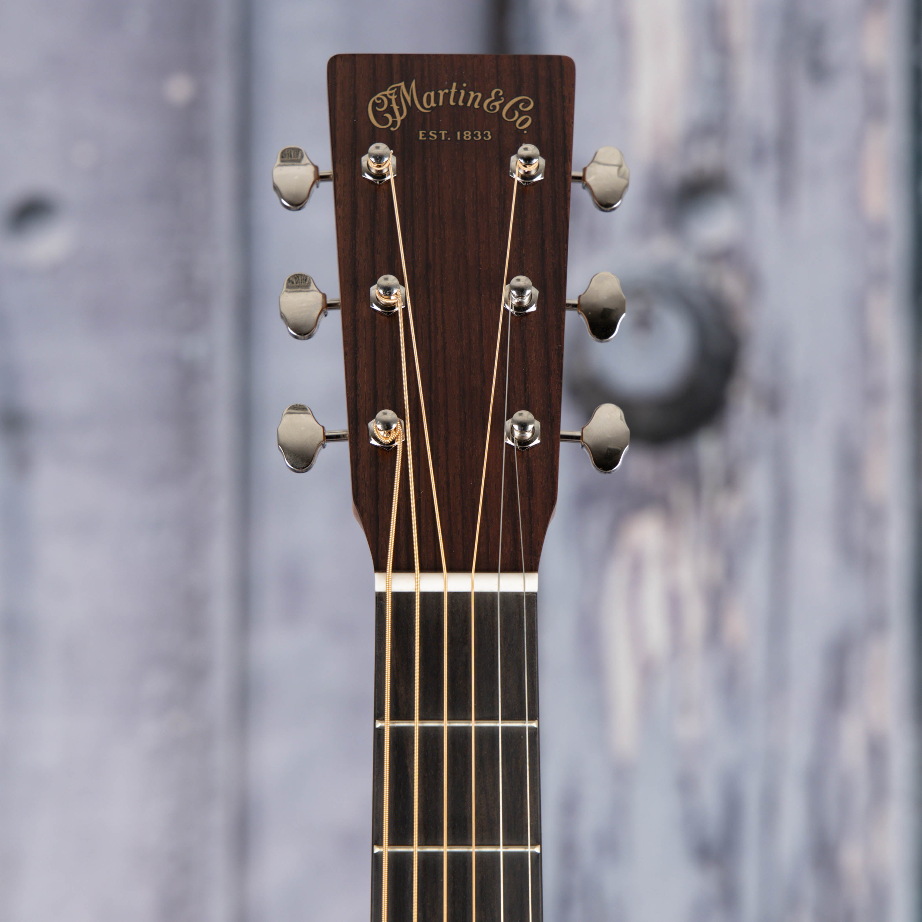 Martin D-18 Acoustic Guitar, Natural, front headstock