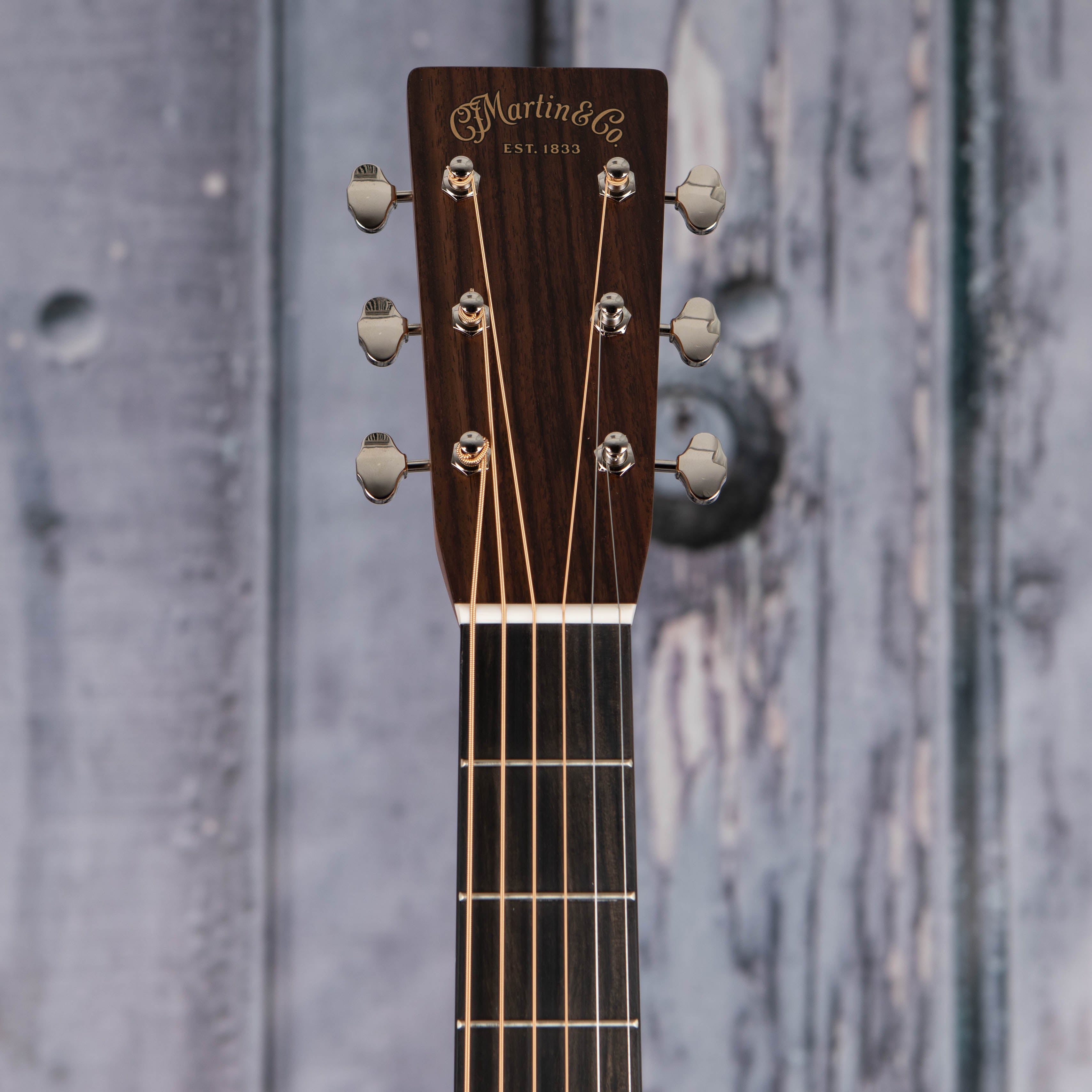 Martin D-28 Acoustic Guitar, 1933 Ambertone, front headstock
