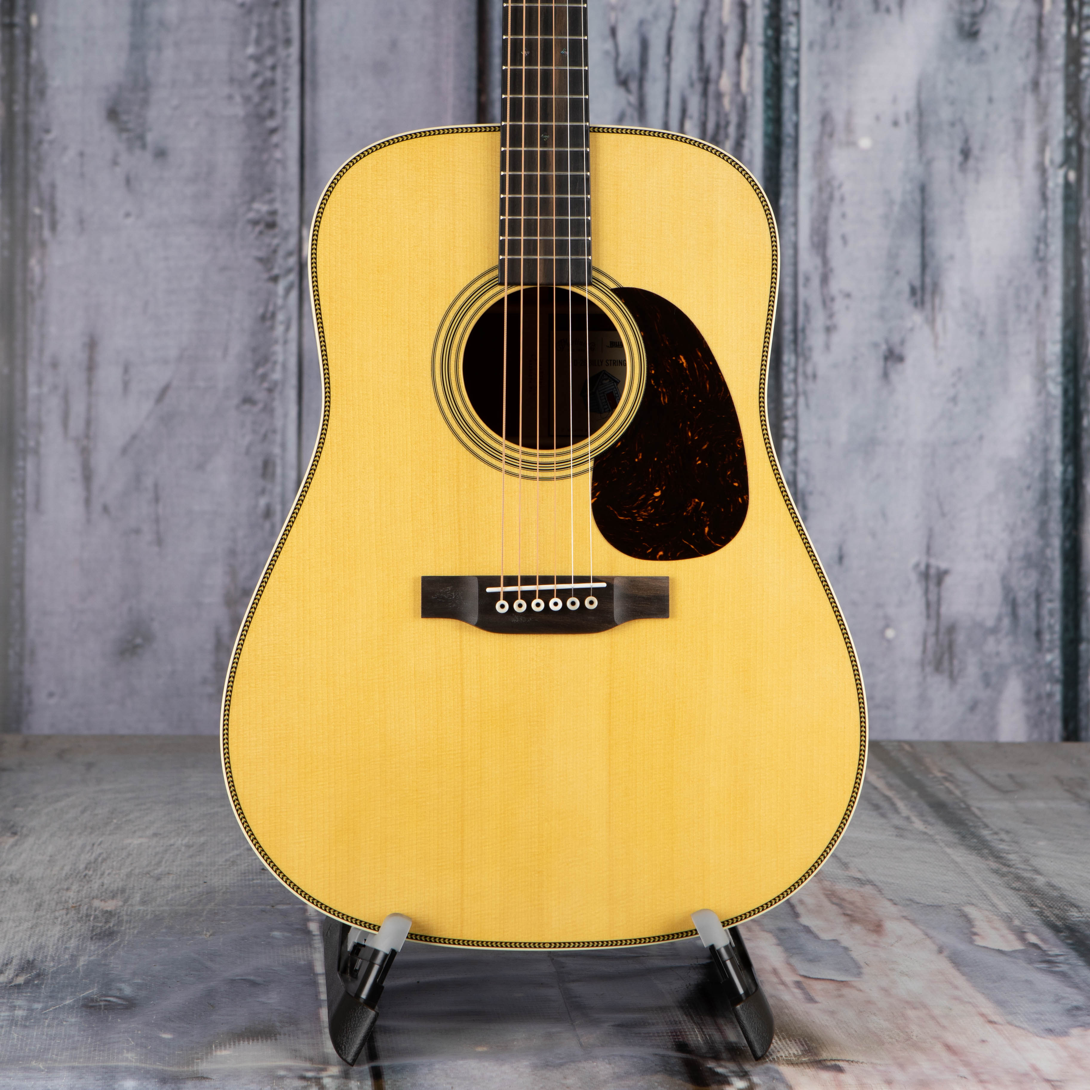 Martin D-28 Billy Strings Signature Acoustic Guitar, Natural, front closeup