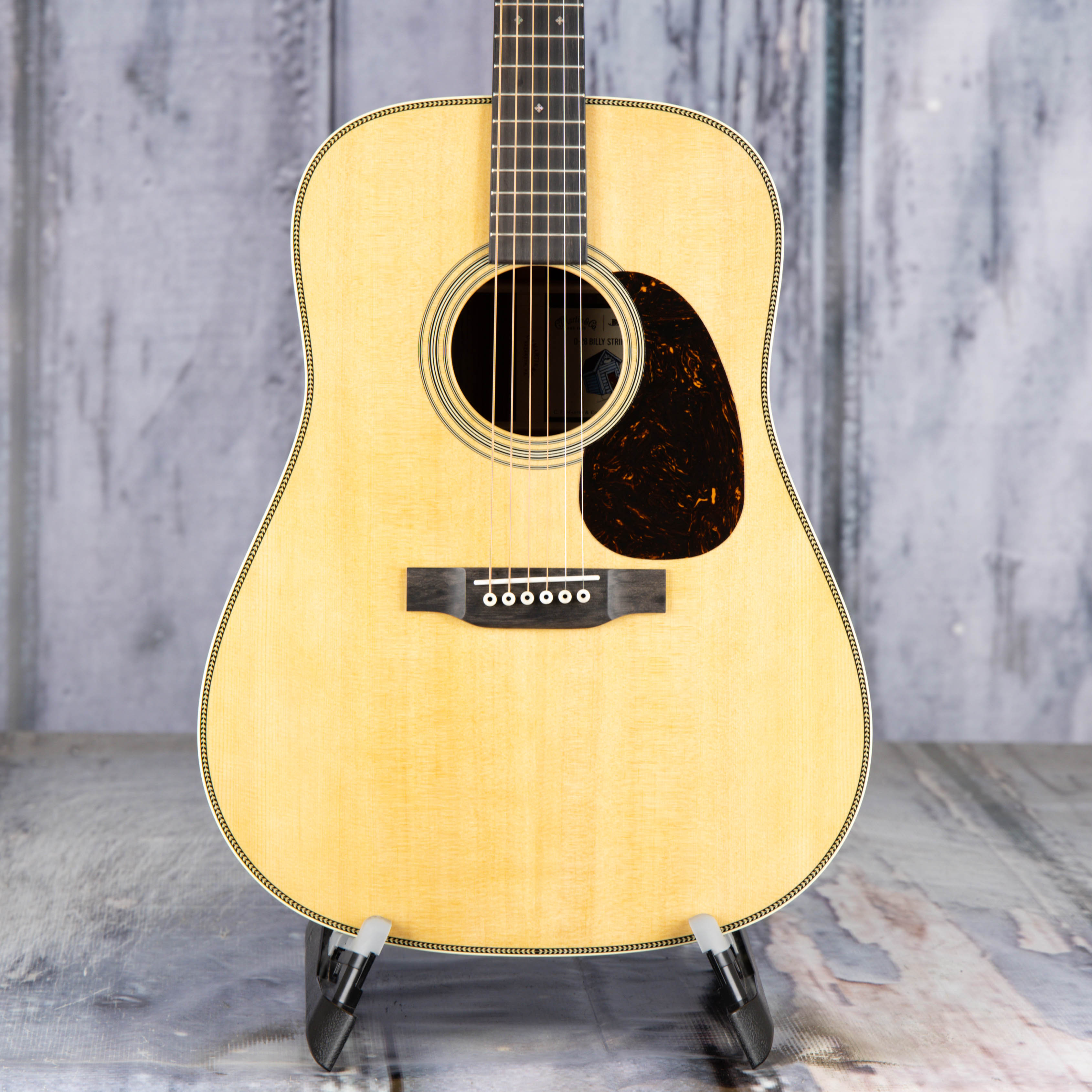 Martin D-28 Billy Strings Signature Acoustic Guitar, Natural, front closeup