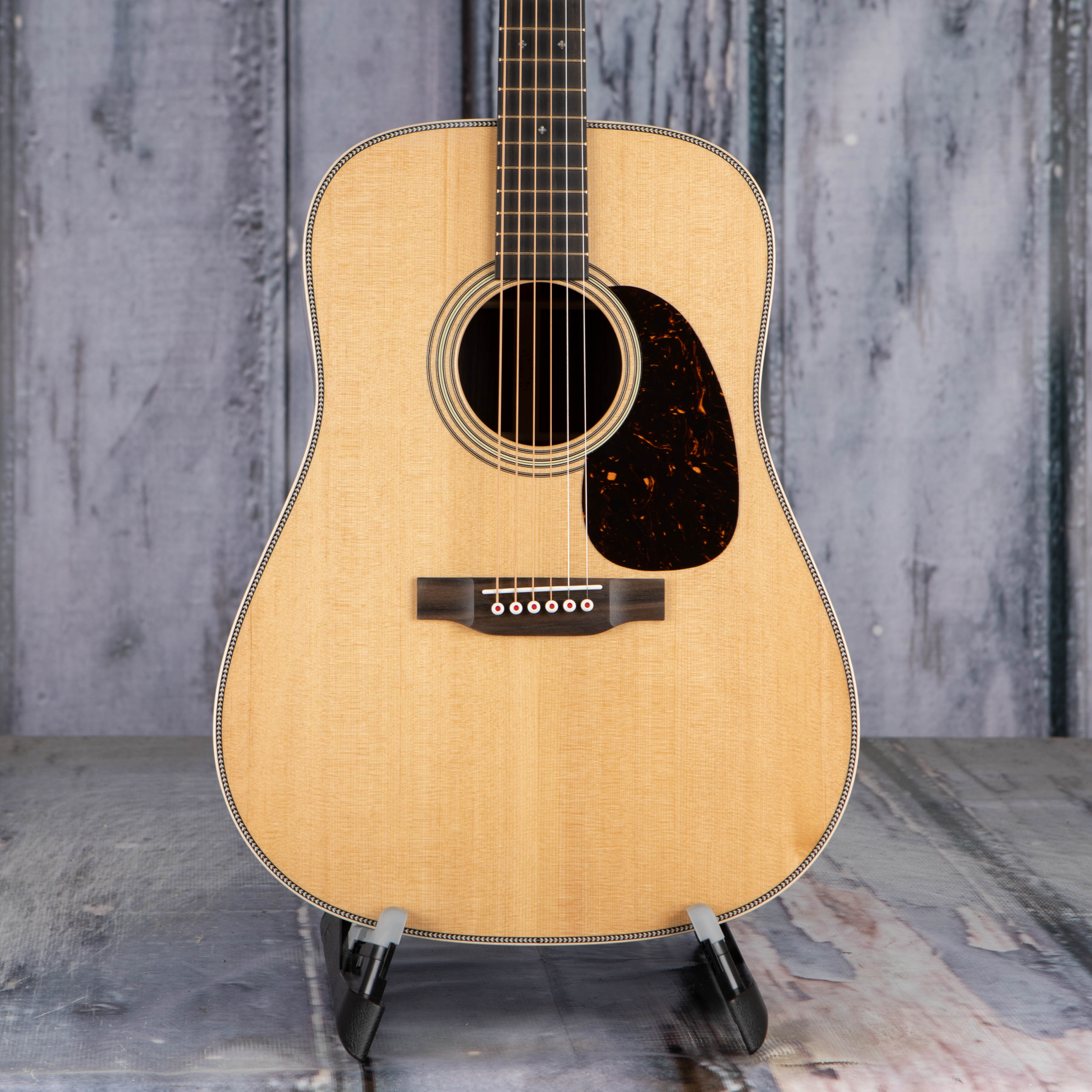 Martin D-28 Modern Deluxe Acoustic Guitar, Natural, front closeup