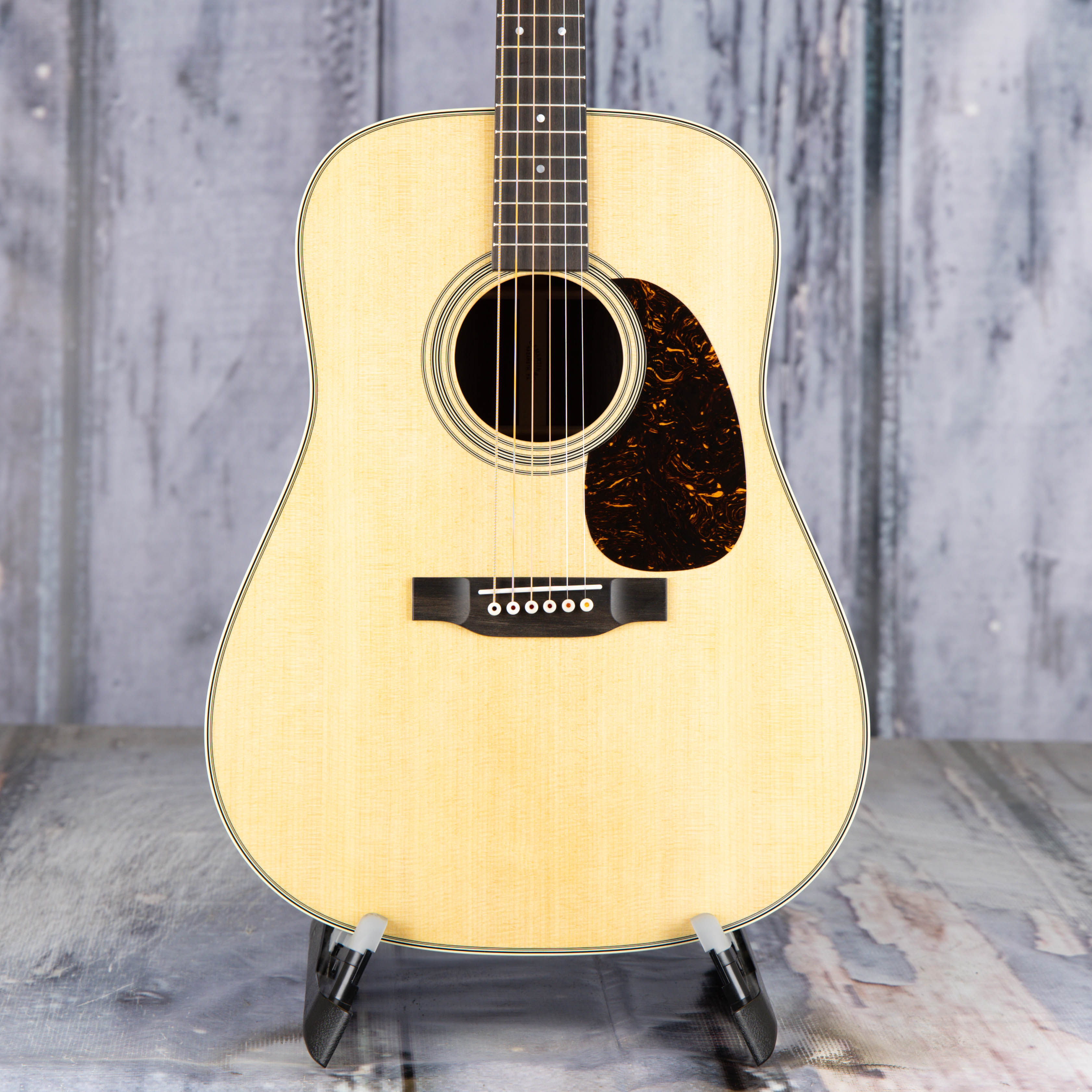 Martin D-28 Standard Acoustic Guitar, Natural, front closeup