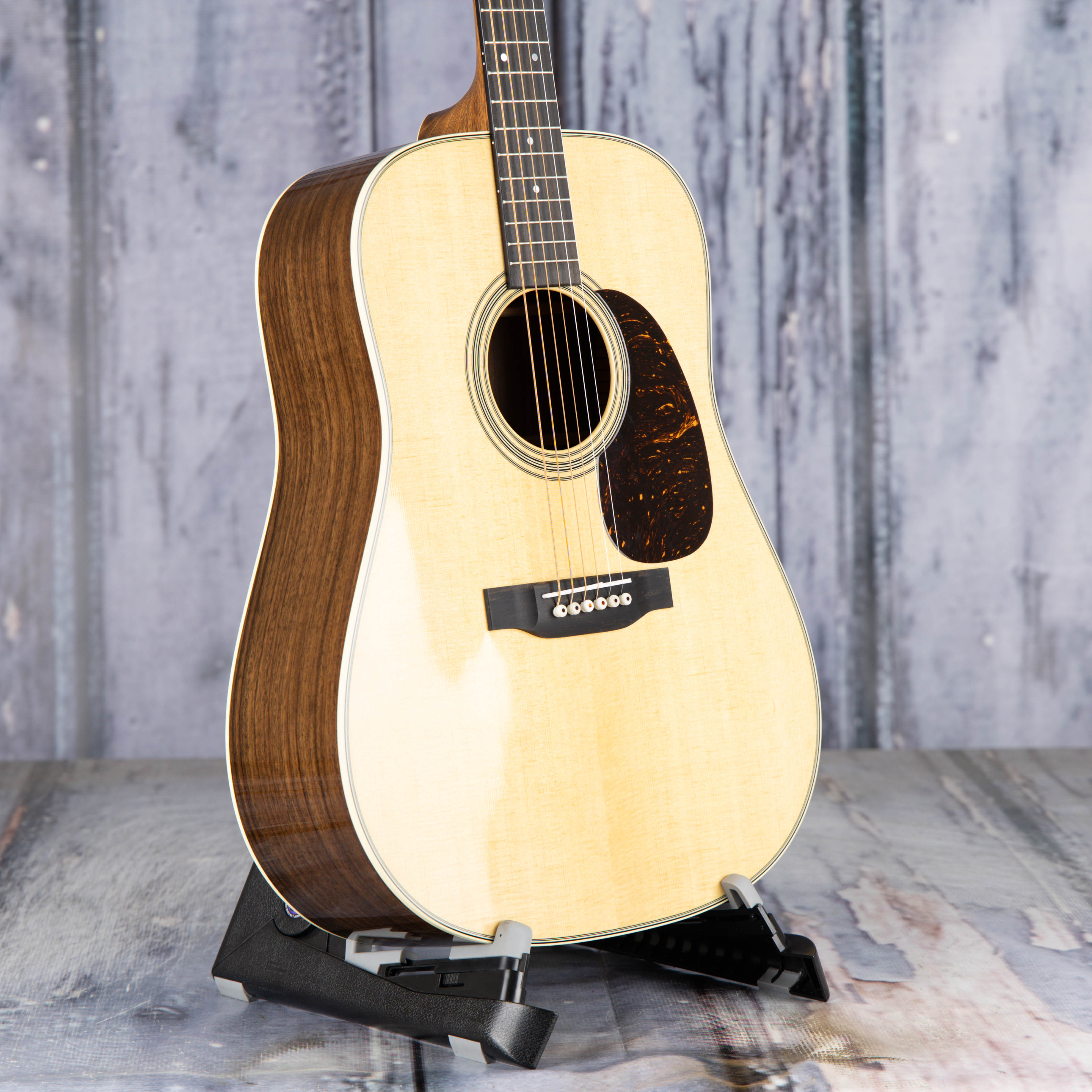Martin D-28 Standard Acoustic Guitar, Natural, angle