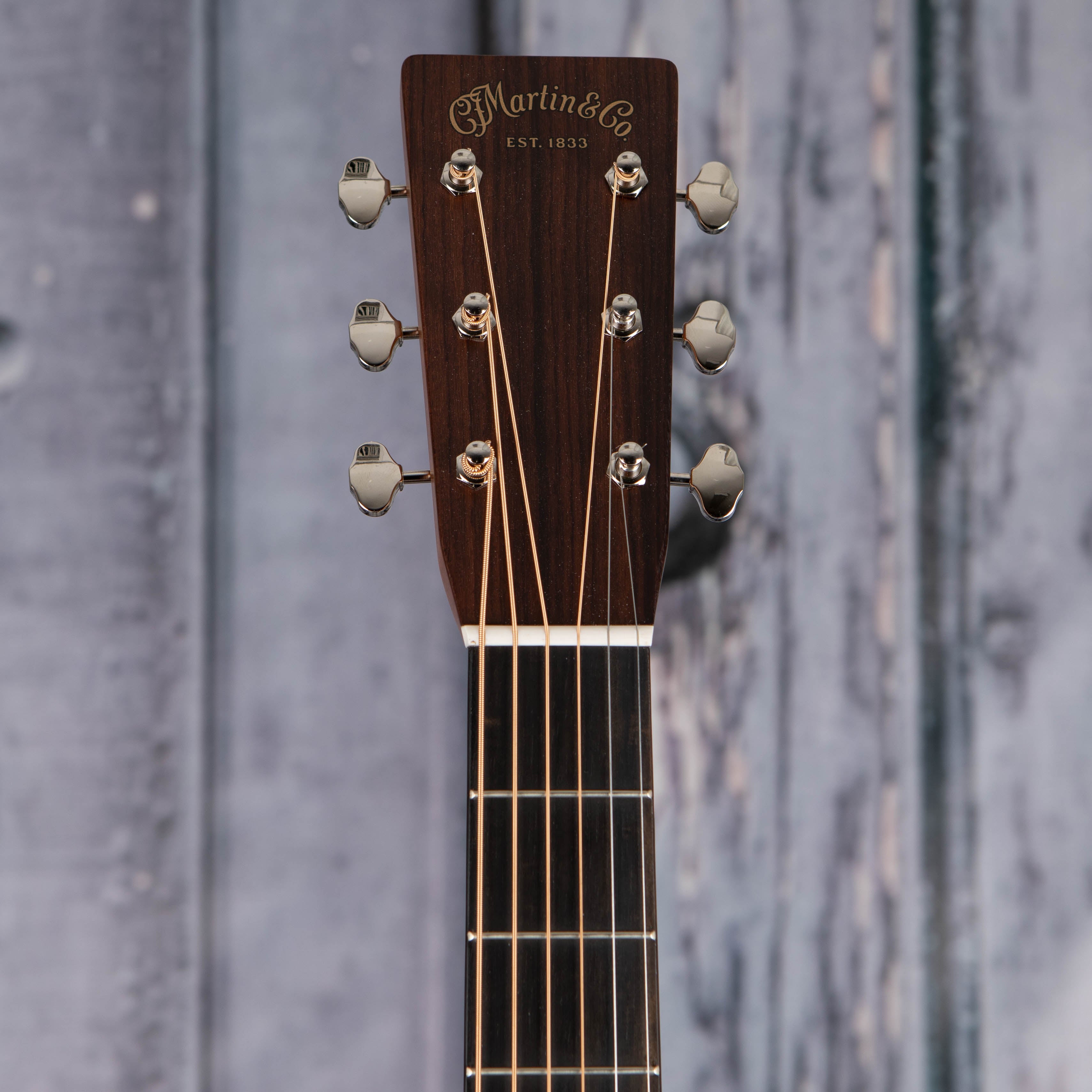 Martin D-28 Standard Acoustic Guitar, Natural, front headstock