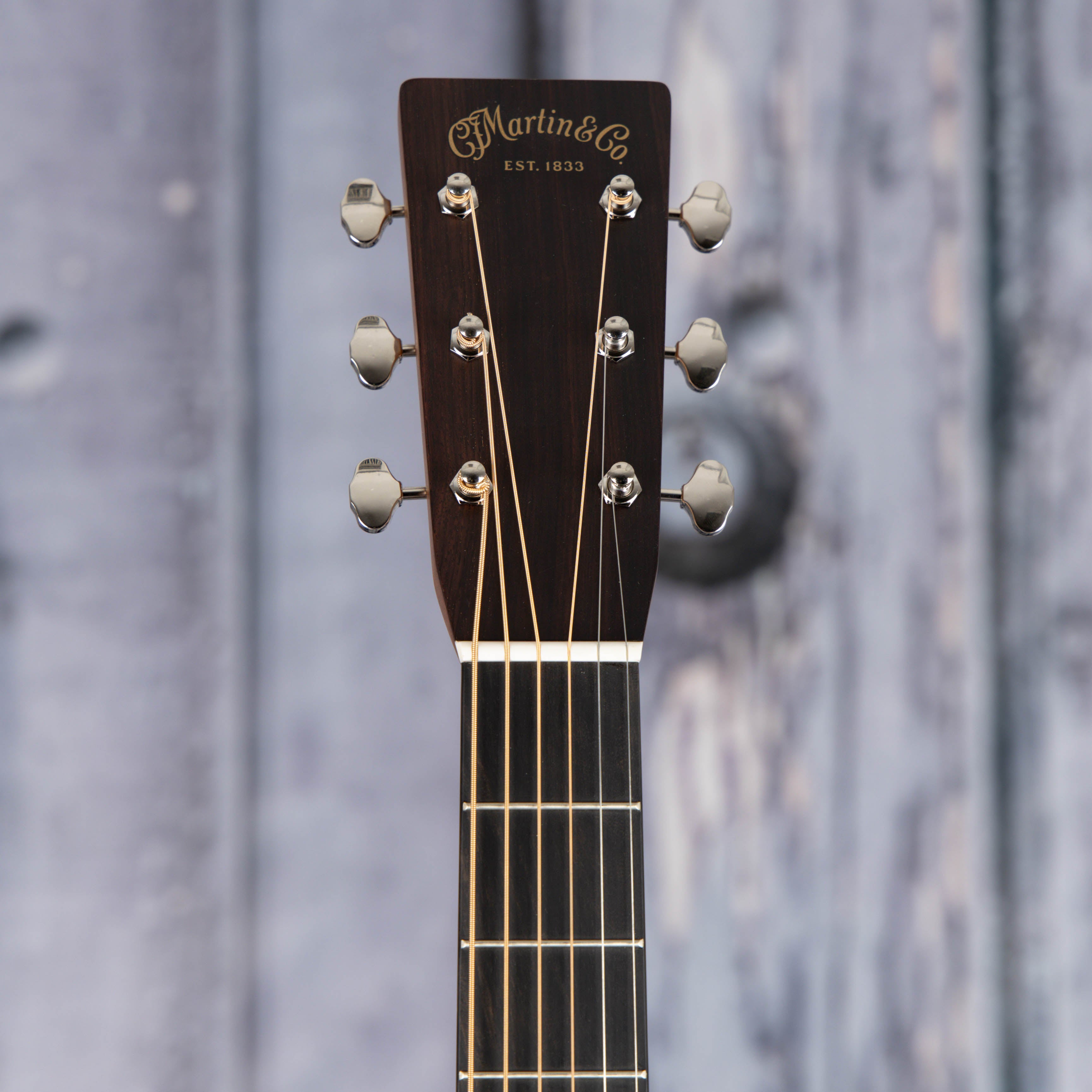 Martin D-28 Standard Acoustic Guitar, Natural, front headstock
