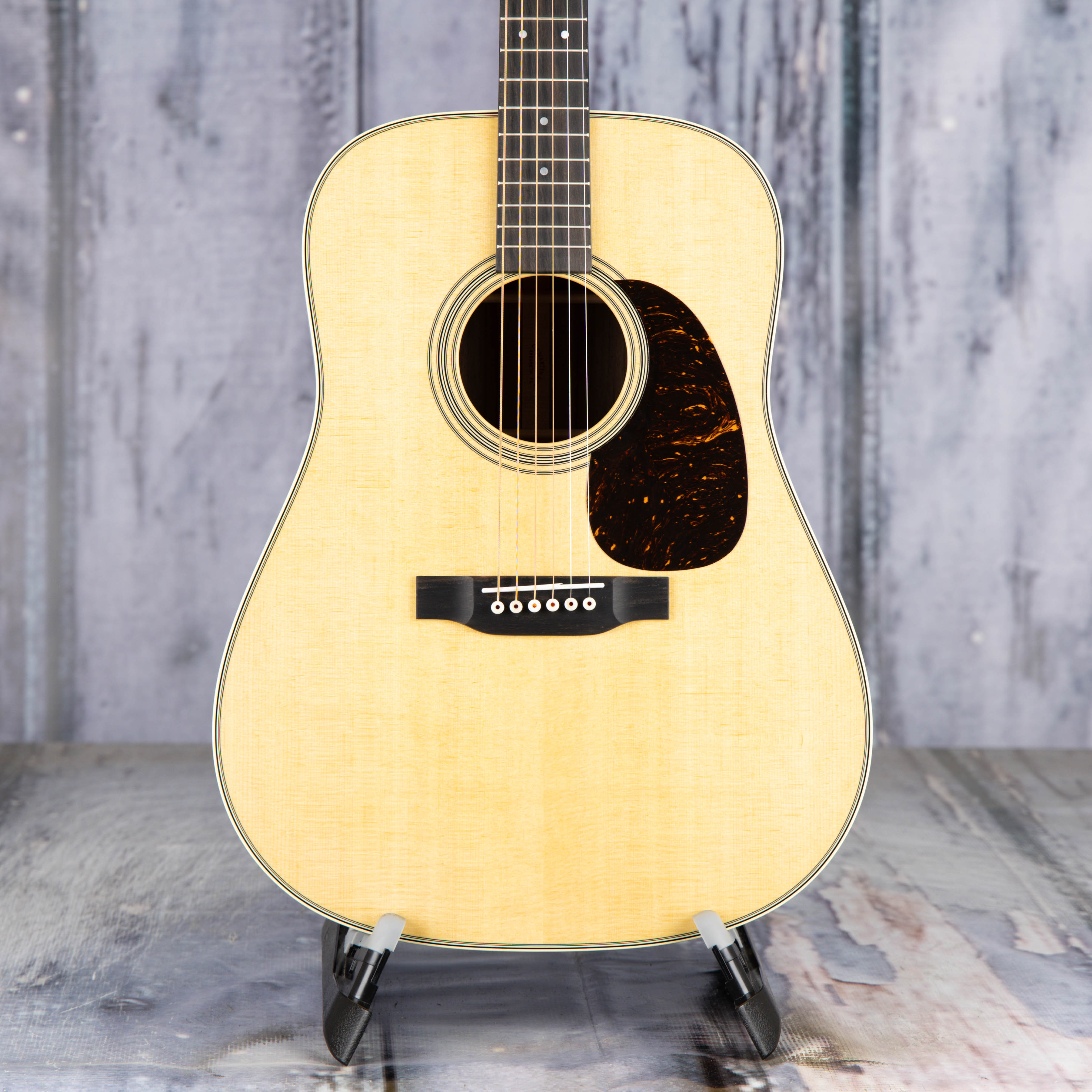 Martin D-28 Standard Acoustic Guitar, Natural, front closeup