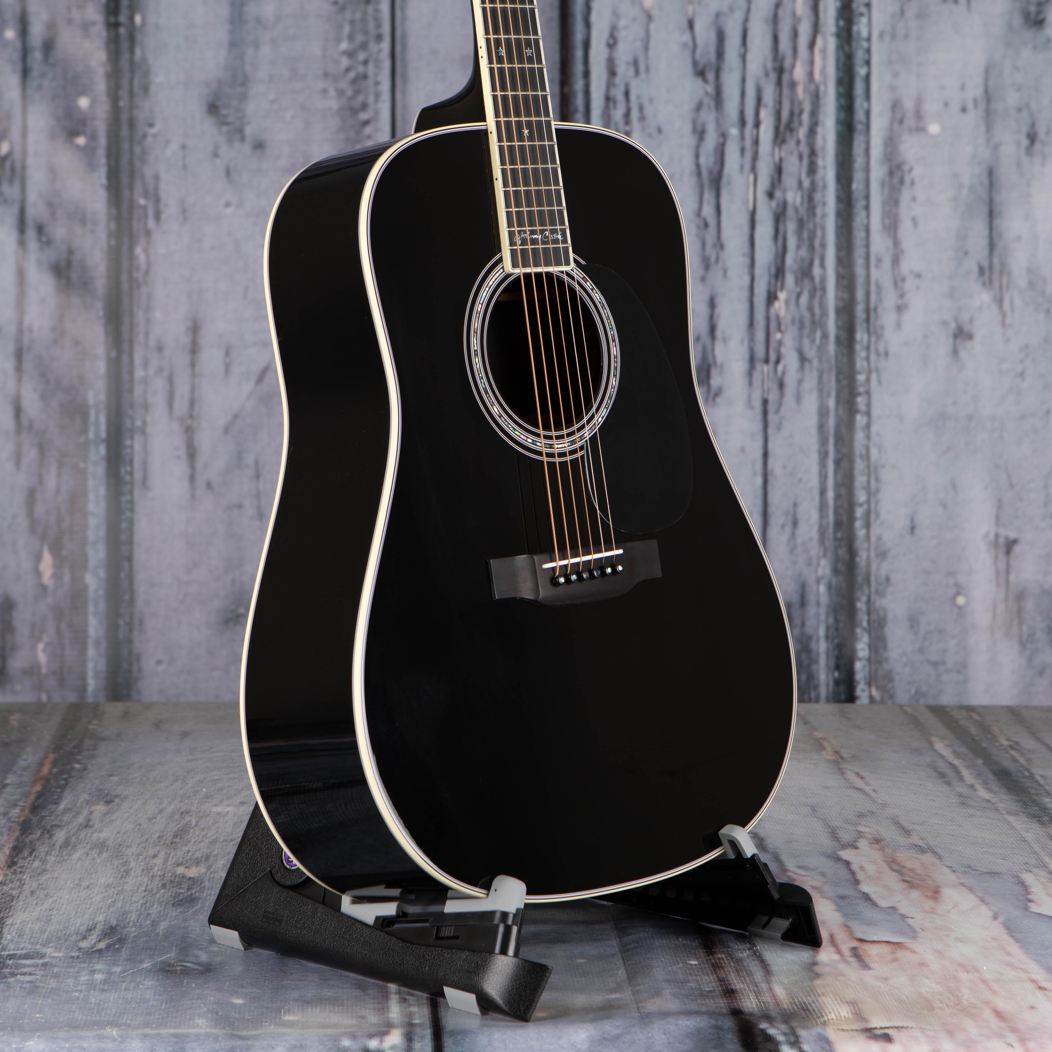 Martin D-35 Johnny Cash Acoustic Guitar, Black, angle