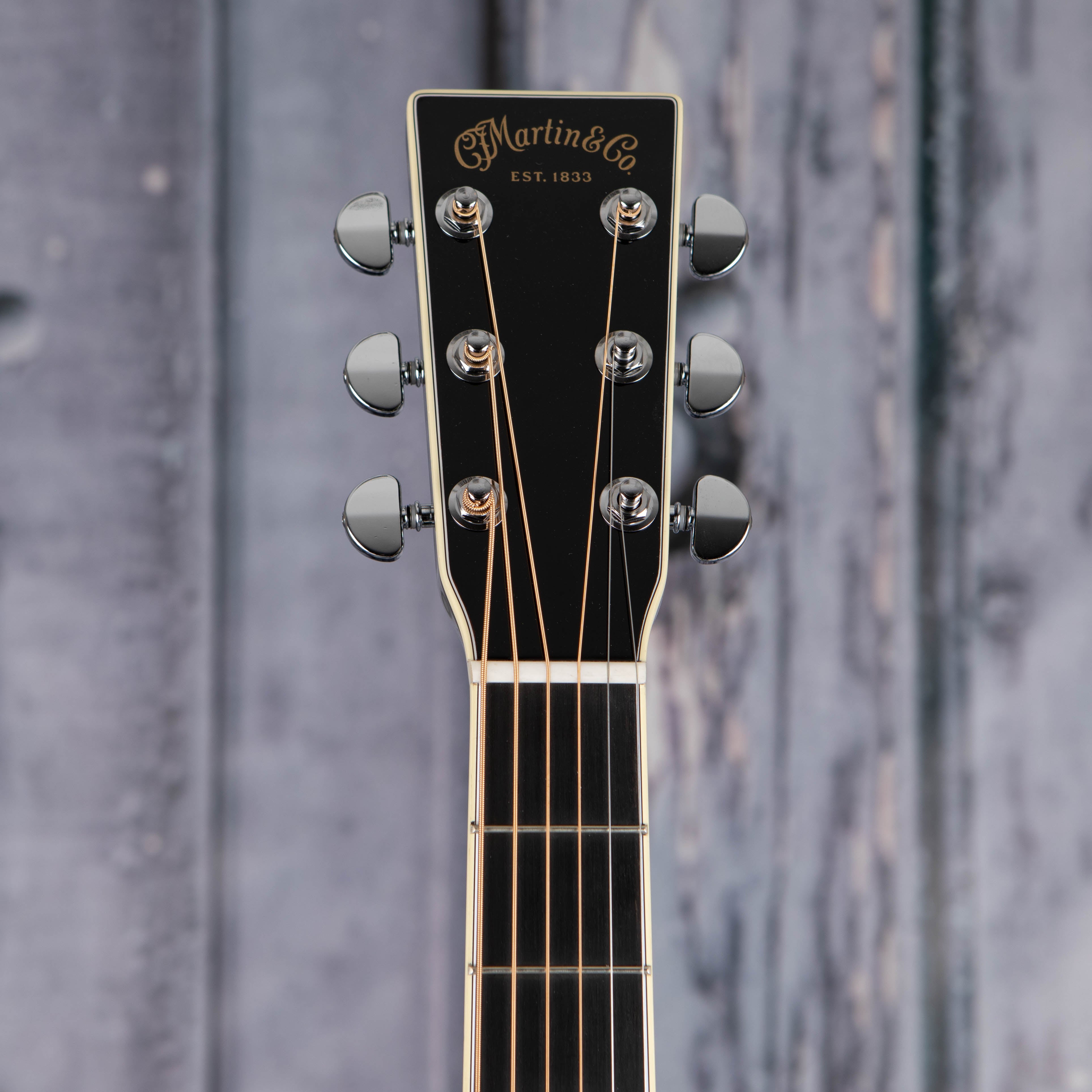 Martin D-35 Johnny Cash Acoustic Guitar, Black, front headstock