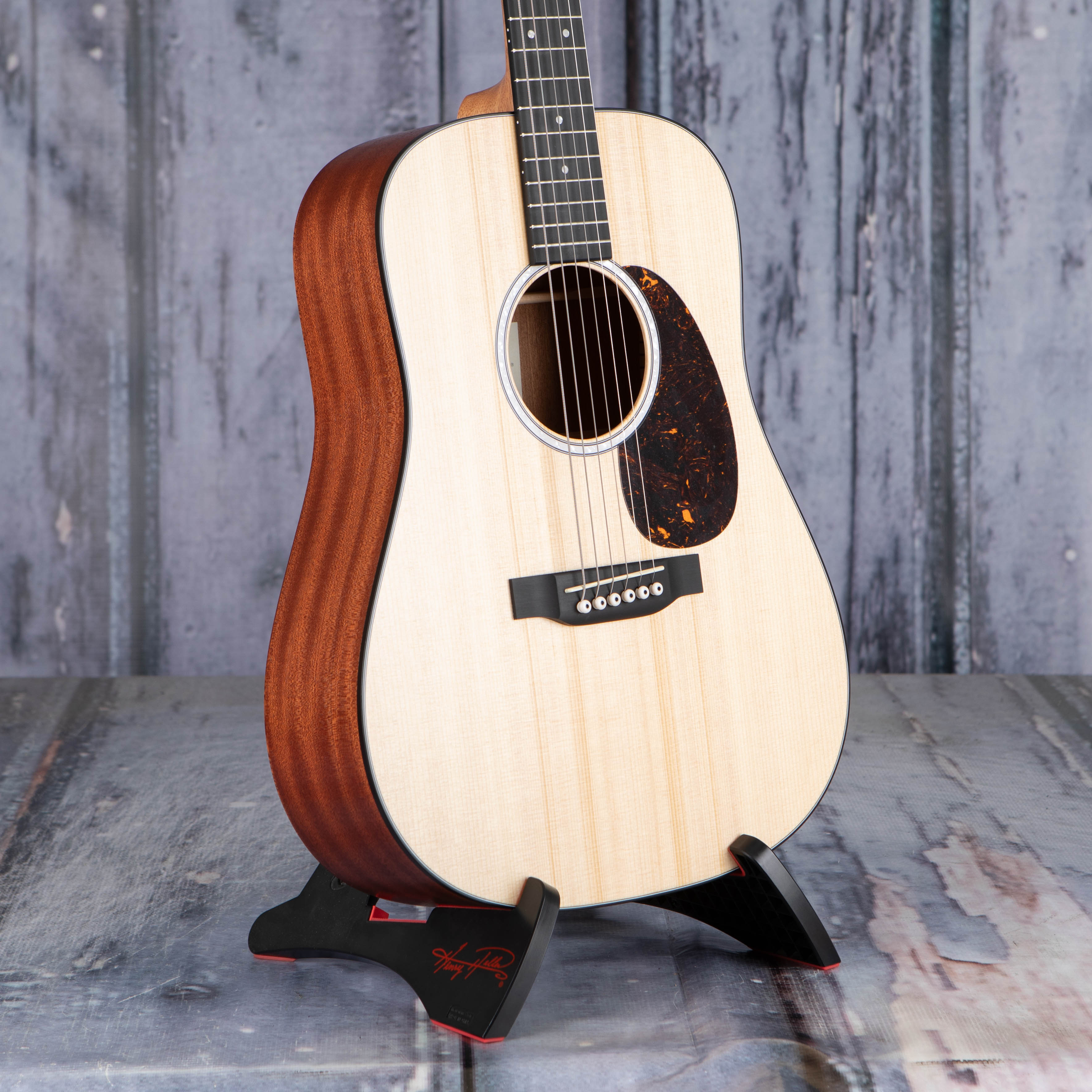 Martin D Jr-10 Acoustic Guitar, Natural Spruce, angle