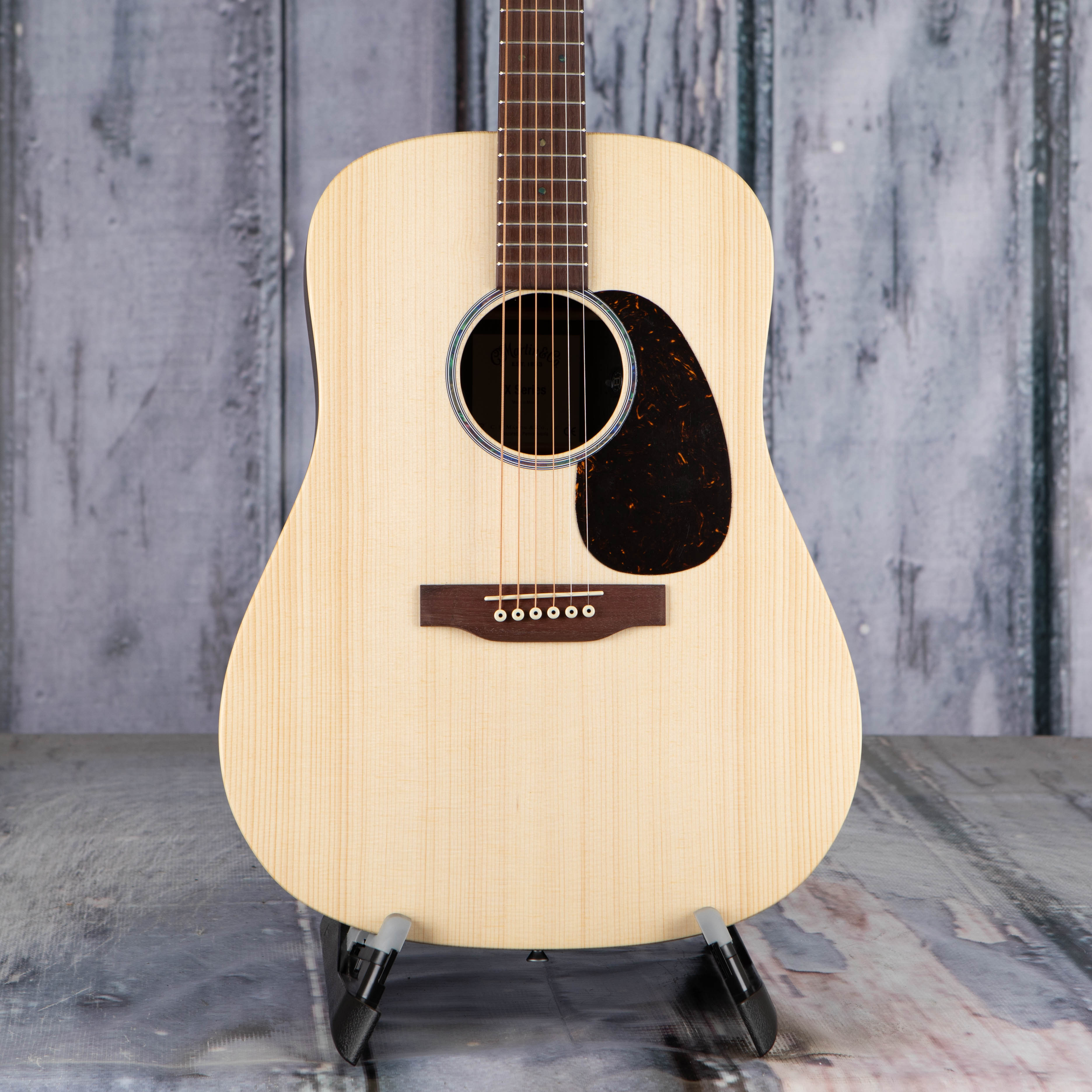 Martin D-X2E Brazilian Acoustic/Electric Guitar, Natural, front closeup