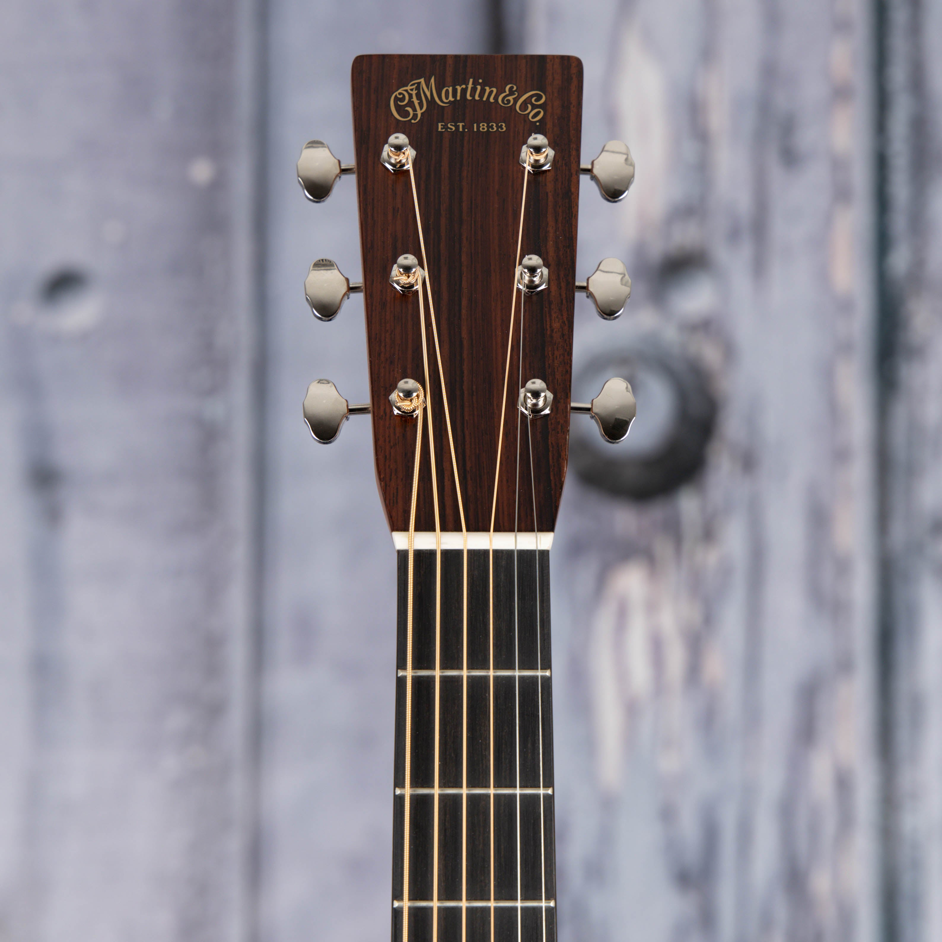 Martin HD-28 Acoustic Guitar, Natural, front headstock