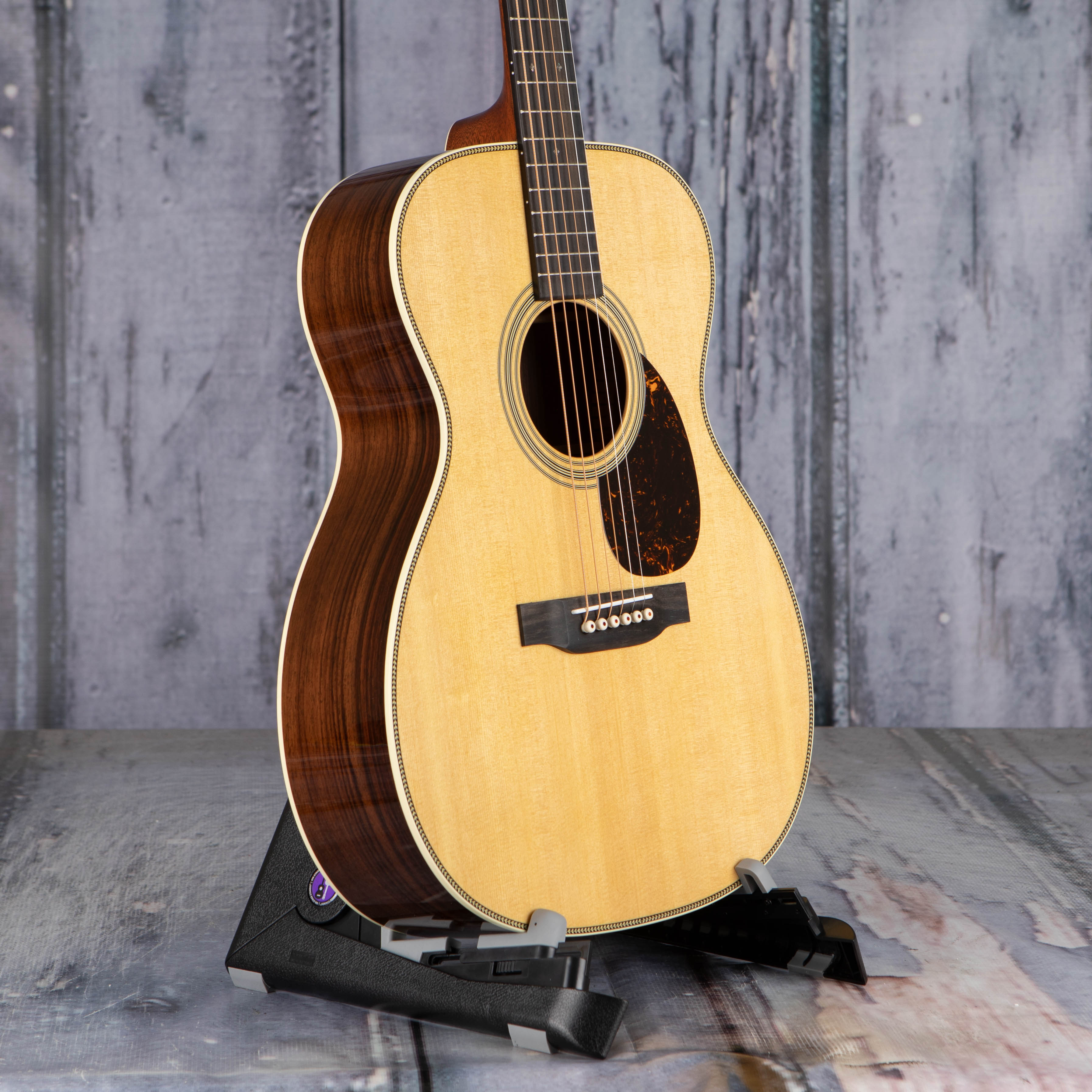Martin OM-28 Acoustic Guitar, Natural, angle