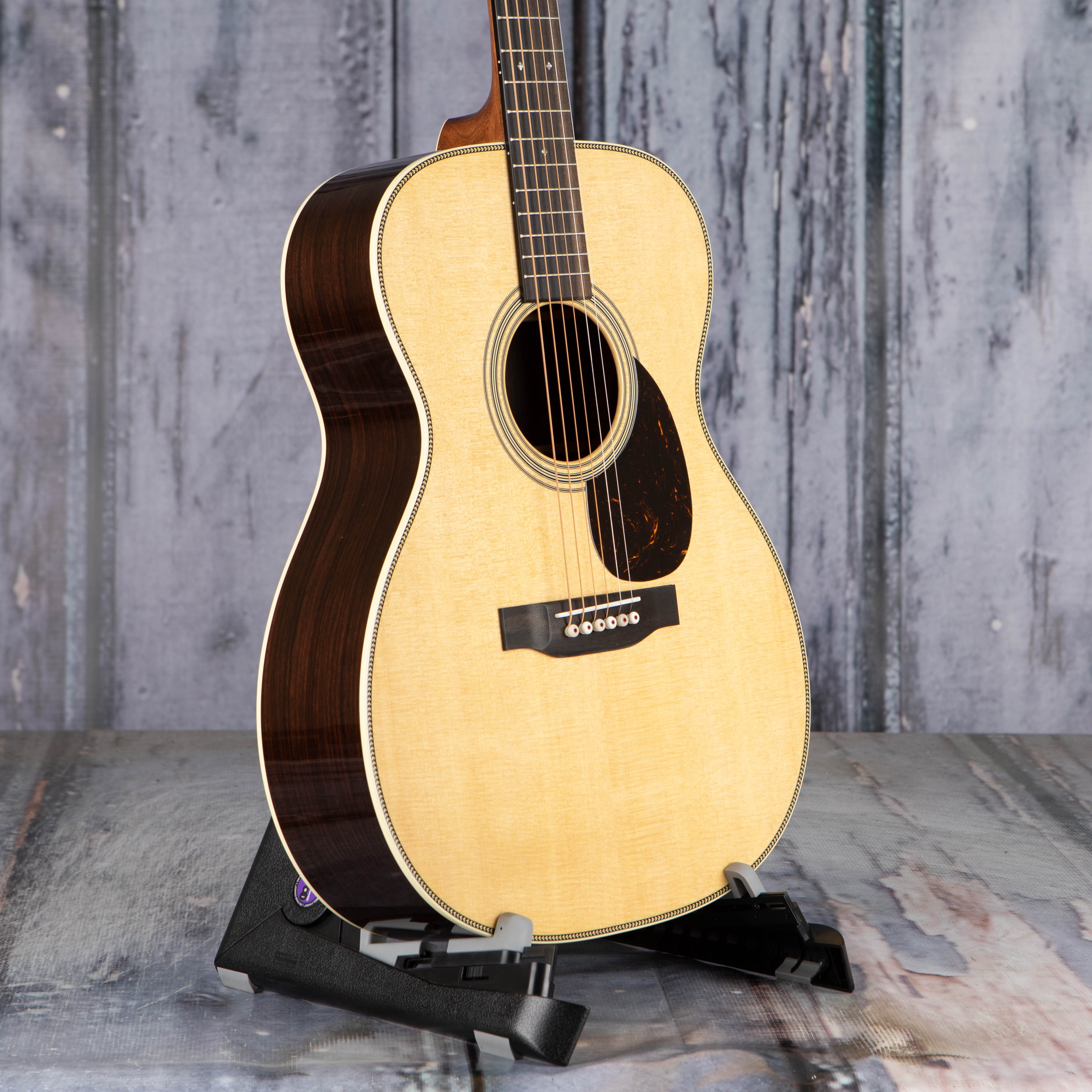 Martin OM-28 Acoustic Guitar, Natural, angle