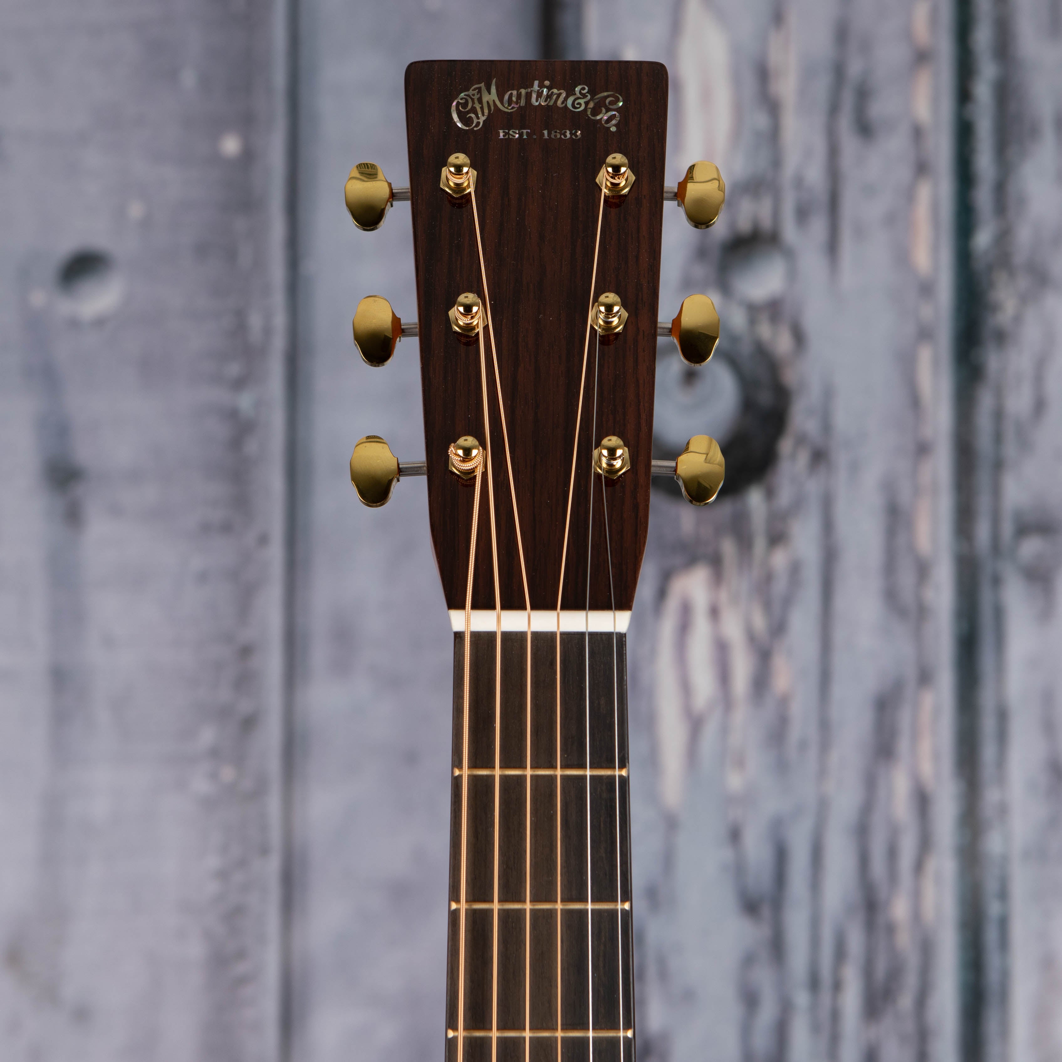 Martin OM-28 Modern Deluxe Acoustic Guitar, Natural, front headstock
