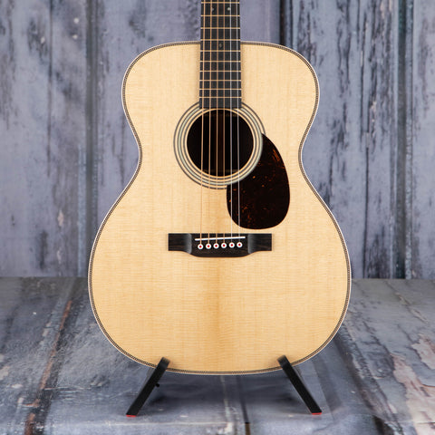 Martin OM-28 Modern Deluxe Acoustic Guitar, Natural, front closeup
