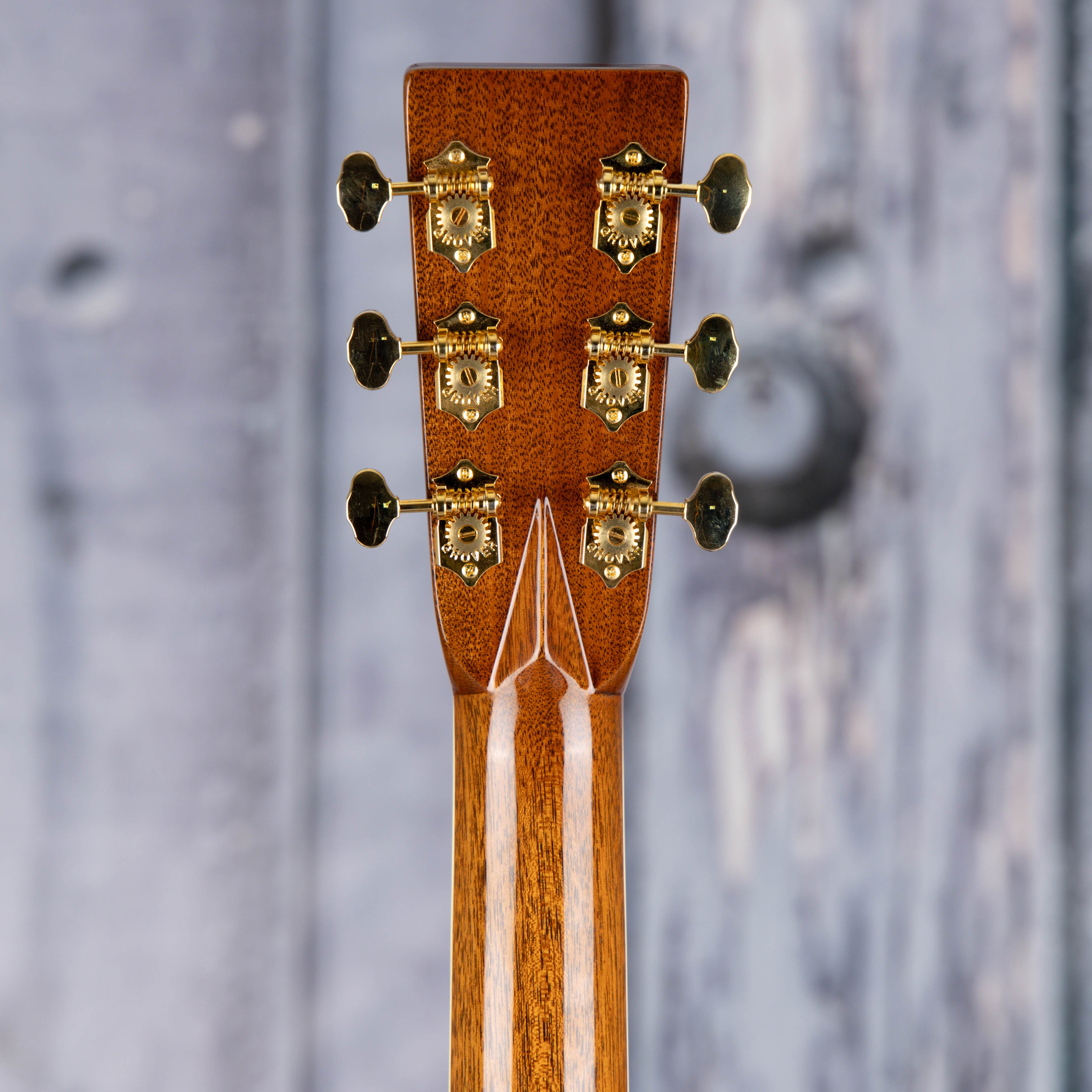 Martin OM-42 Acoustic Guitar, Natural, back headstock