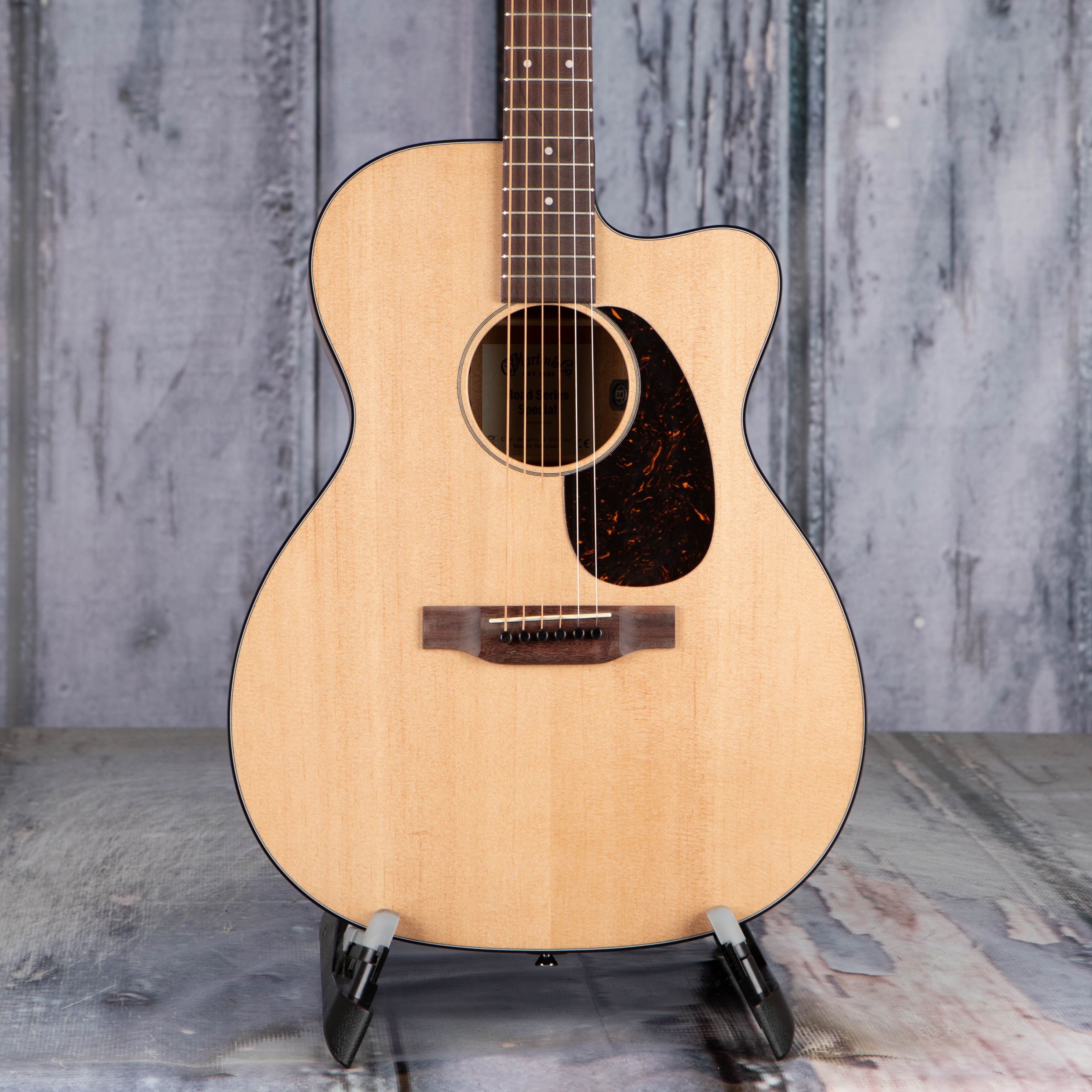 Martin OMC-10E Special Acoustic/Electric Guitar, Natural, front closeup