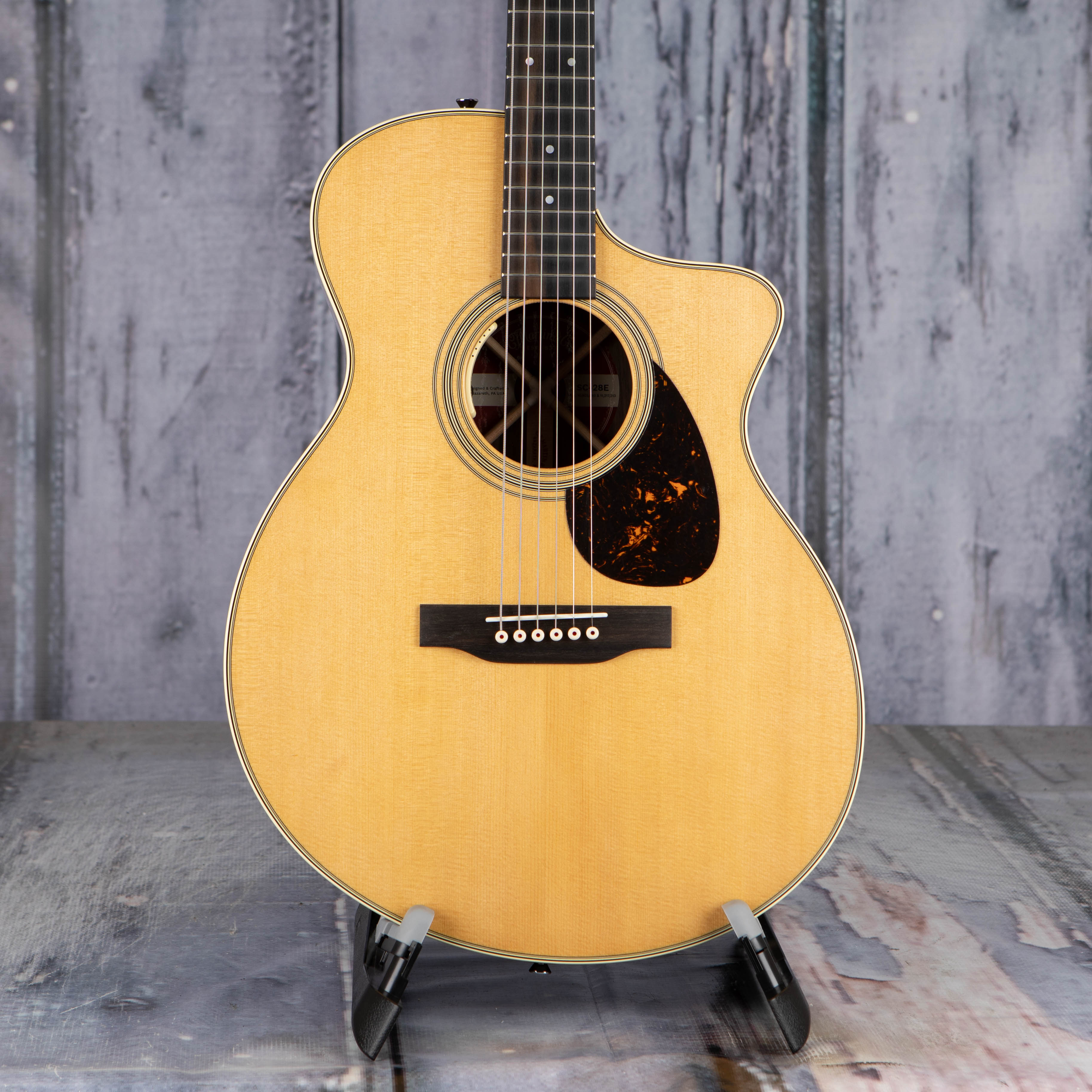 Martin SC-28E Acoustic/Electric Guitar, Natural, front closeup