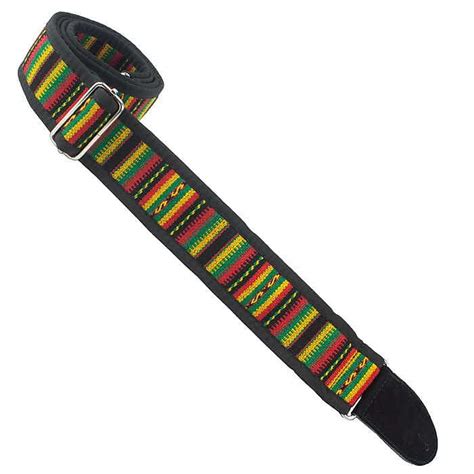 Used Henry Heller 2" Peruvian Inca Fabric Guitar Strap, Black/Red/Gree/Yellow/Tan Back