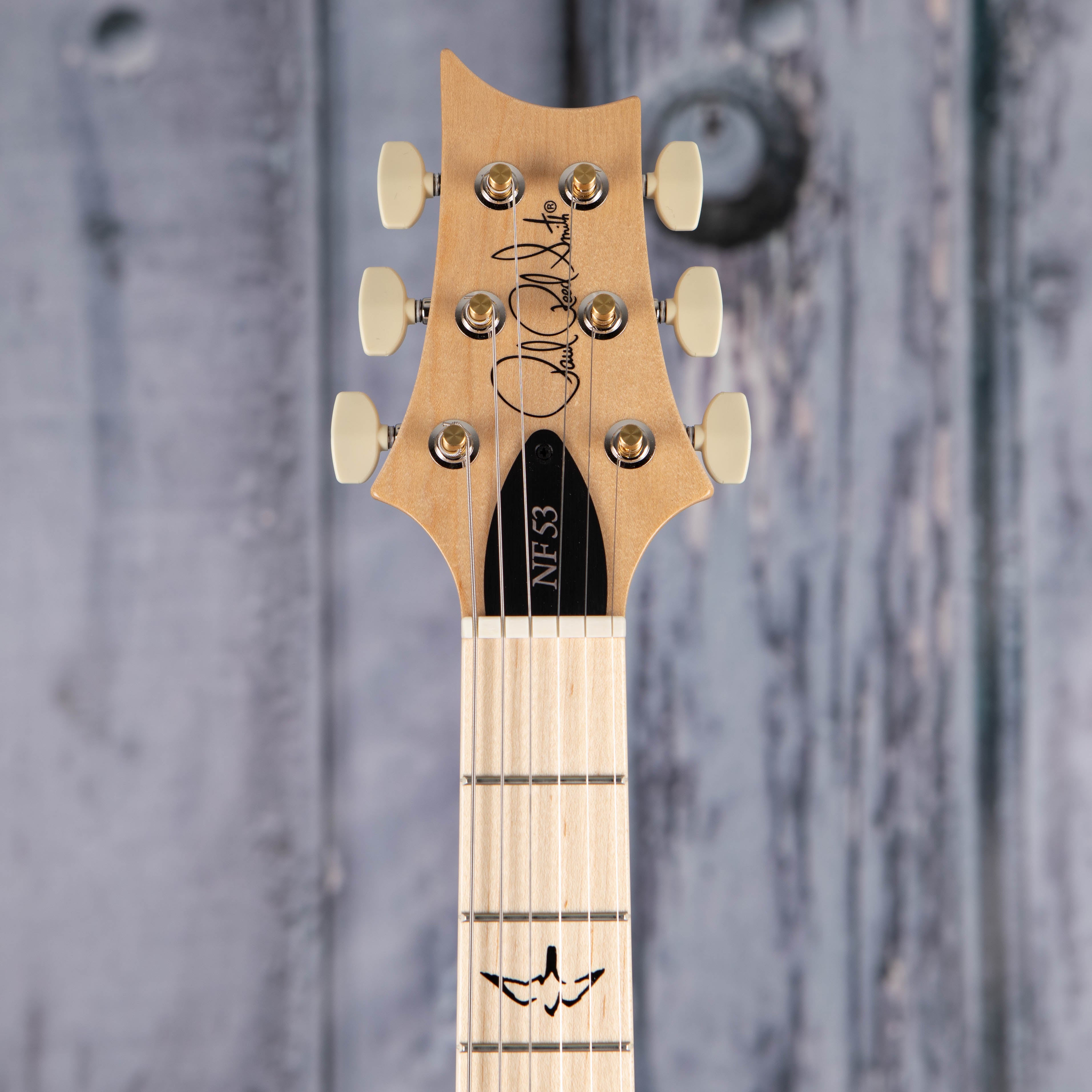 Paul Reed Smith NF 53 Electric Guitar, White Doghair, front headstock