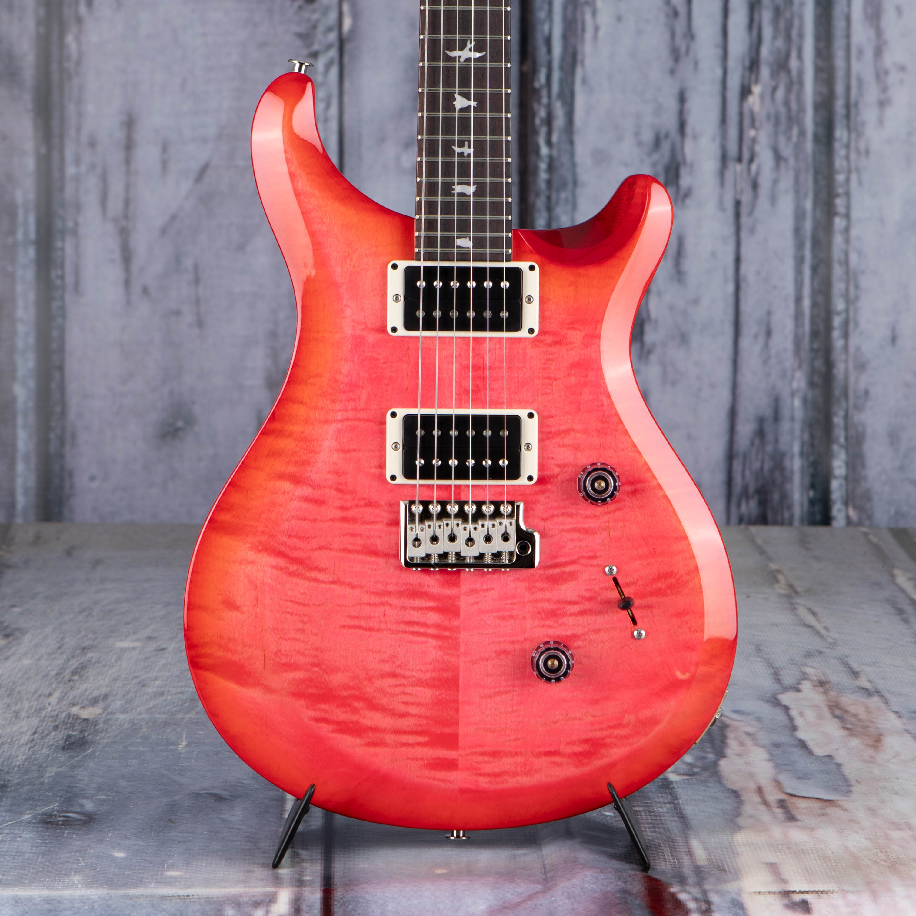 Paul Reed Smith S2 10th Anniversary Custom 24 Limited Edition Electric Guitar, Bonnie Pink Cherry Burst, front closeup