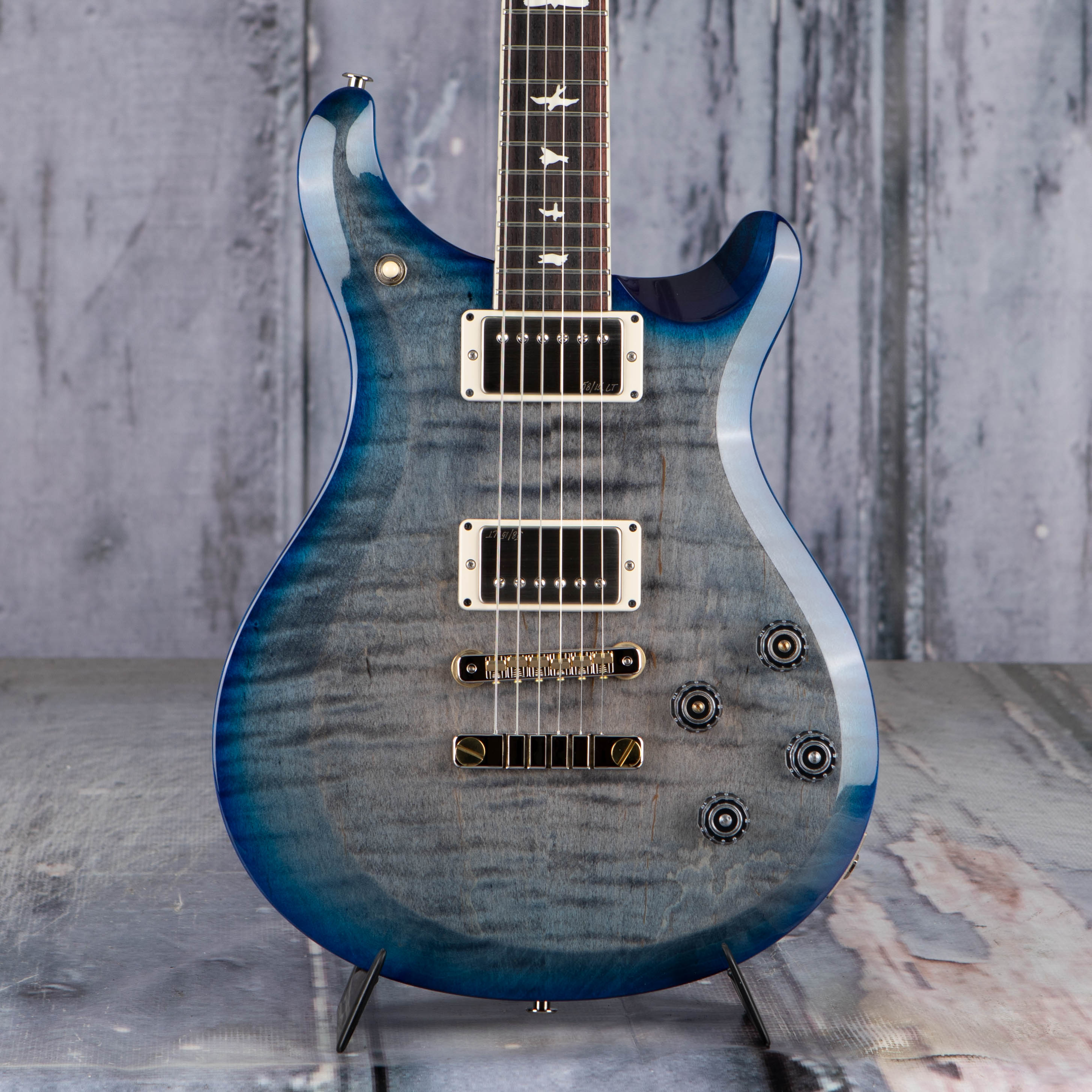 Paul Reed Smith S2 McCarty 594 Electric Guitar, Faded Gray Black Blue Burst, front closeup