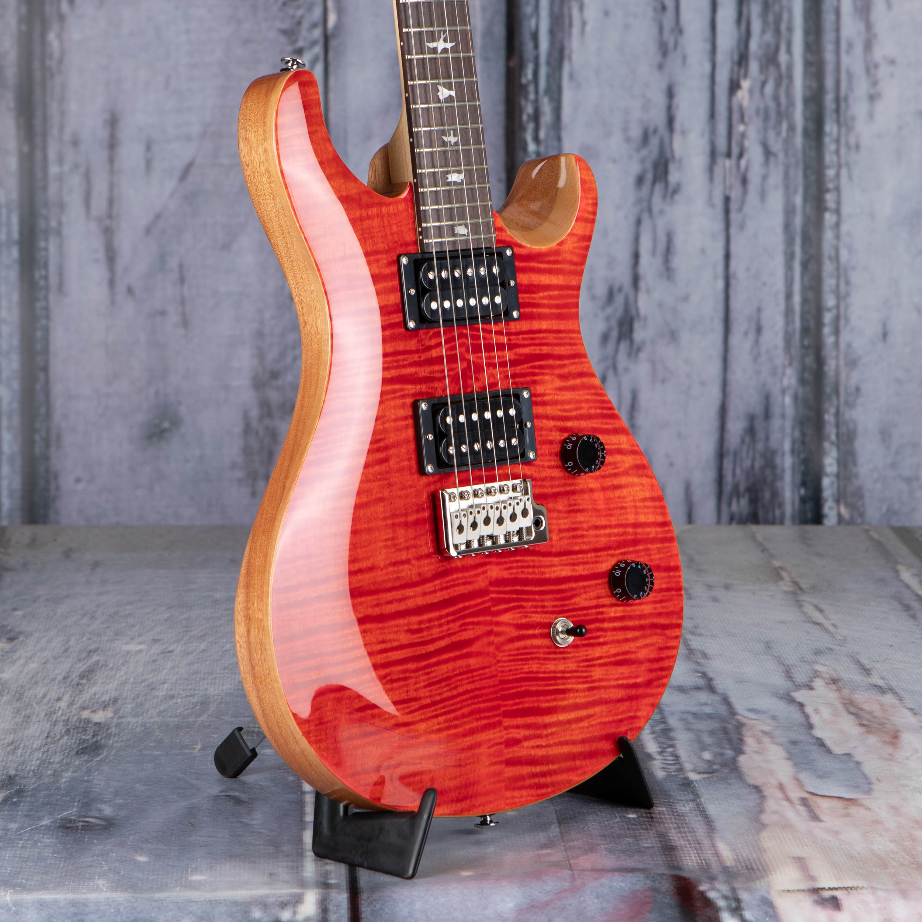 Paul Reed Smith SE CE 24 Electric Guitar, Blood Orange, angle