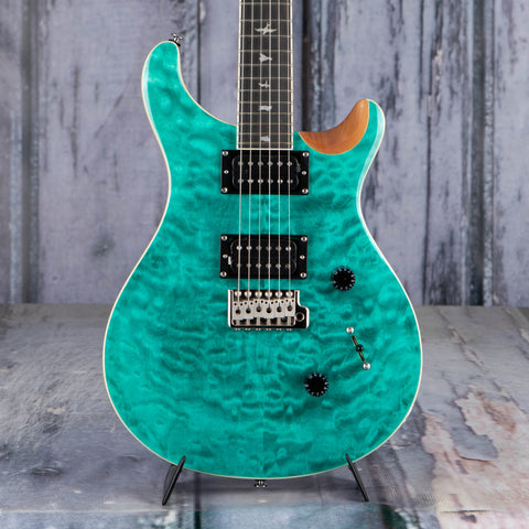 Paul Reed Smith SE Custom 24 Quilt Electric Guitar, Turquoise, front closeup