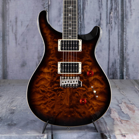 Paul Reed Smith SE Custom 24 Quilt Electric Guitar, Black Gold Sunburst, front closeup