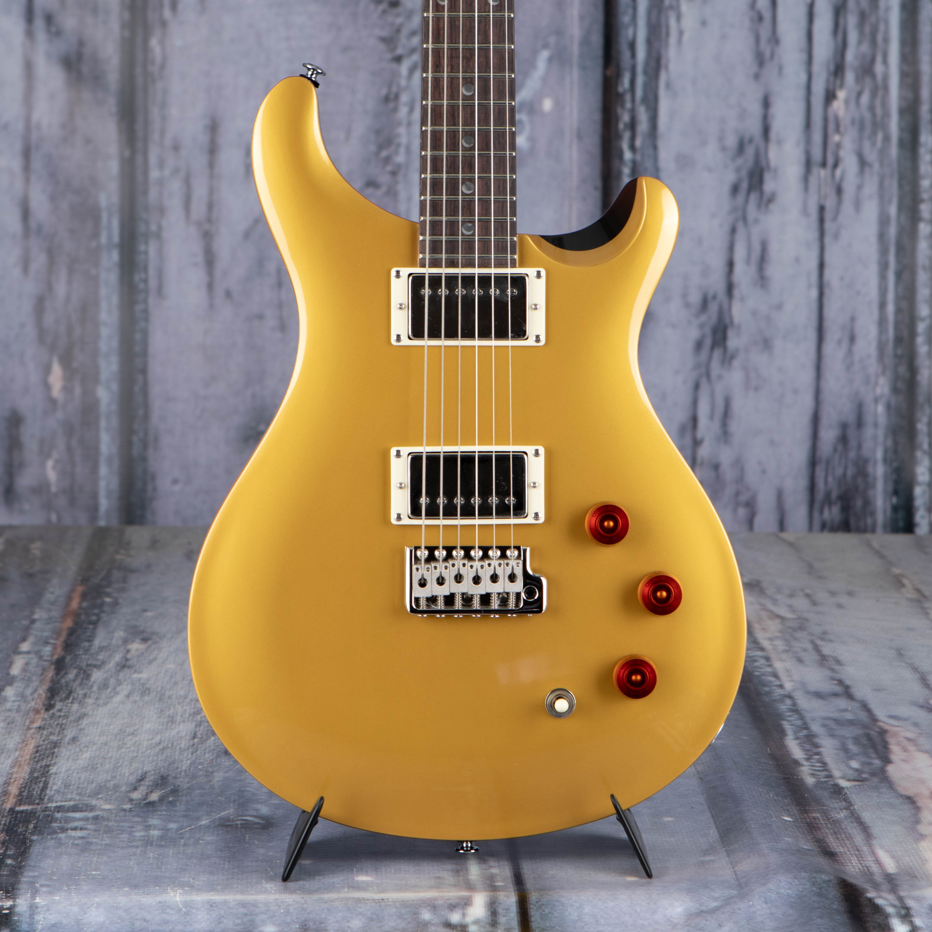 Paul Reed Smith SE DGT David Grissom Signature Electric Guitar, Gold Top, front closeup