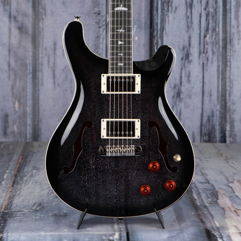 Paul Reed Smith SE Hollowbody Standard Piezo Electric Guitar, Dog Hair Smokeburst, front closeup
