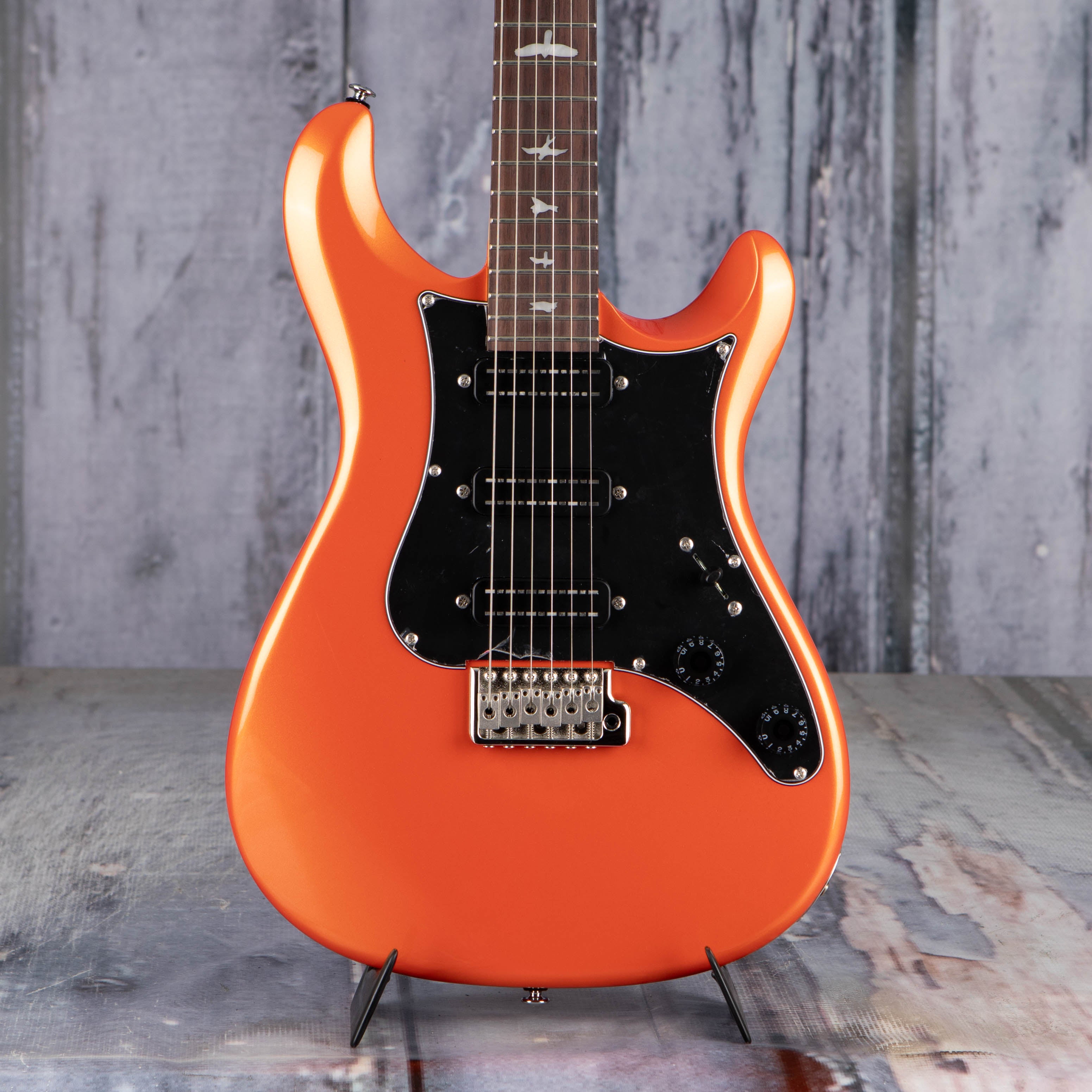 Paul Reed Smith SE NF3 Electric Guitar, Metallic Orange, front closeup