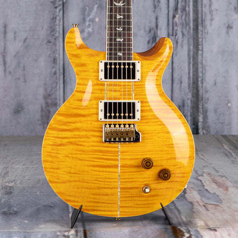 Paul Reed Smith Santana Retro 10-Top Electric Guitar, Santana Yellow, front closeup