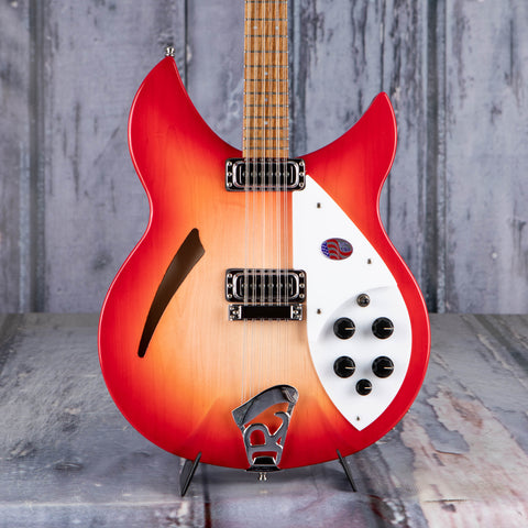 Rickenbacker 330/12FG Thinline Semi-Hollowbody Guitar, Fireglo, front closeup