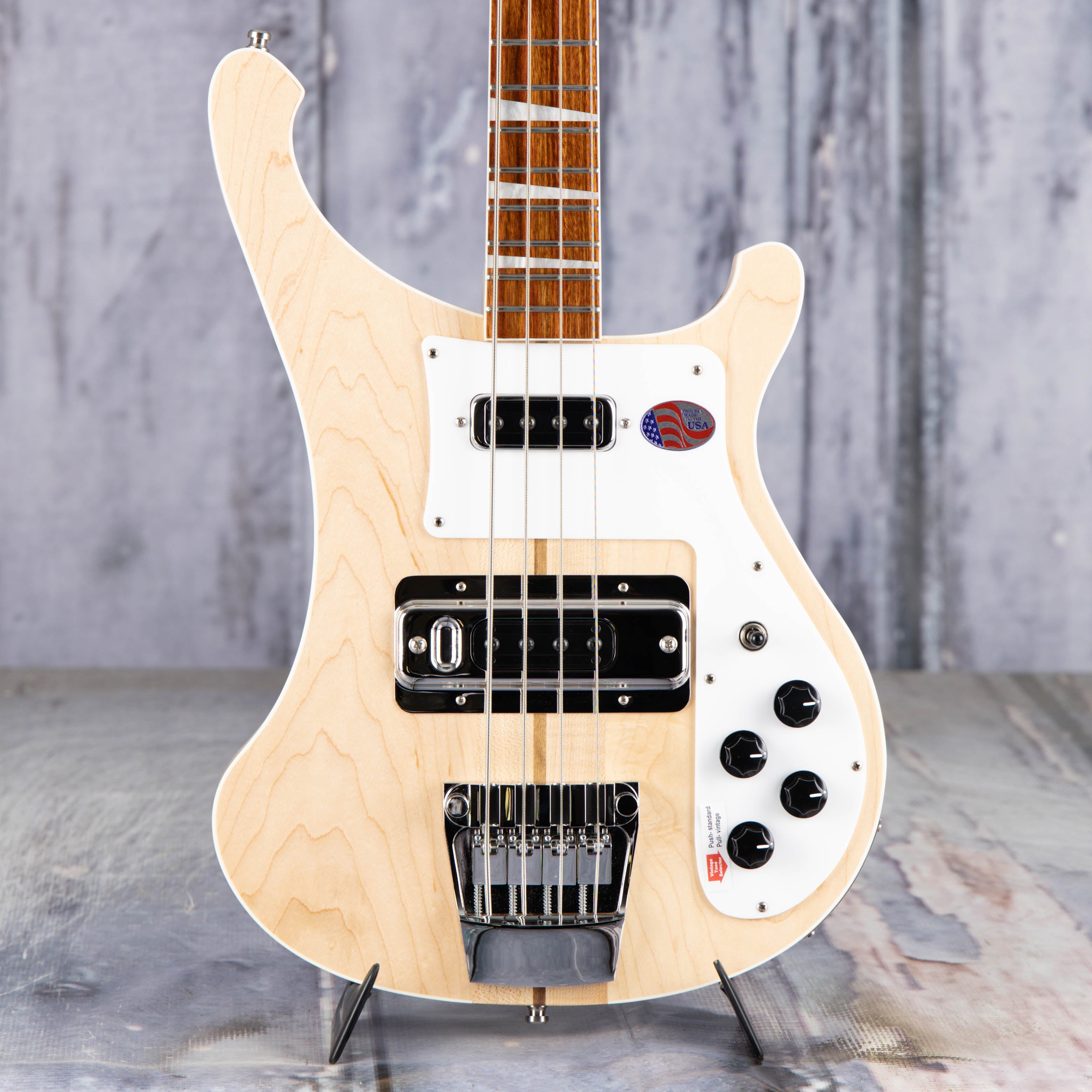 Rickenbacker 4003 Stereo Electric Bass Guitar, Mapleglo, front closeup