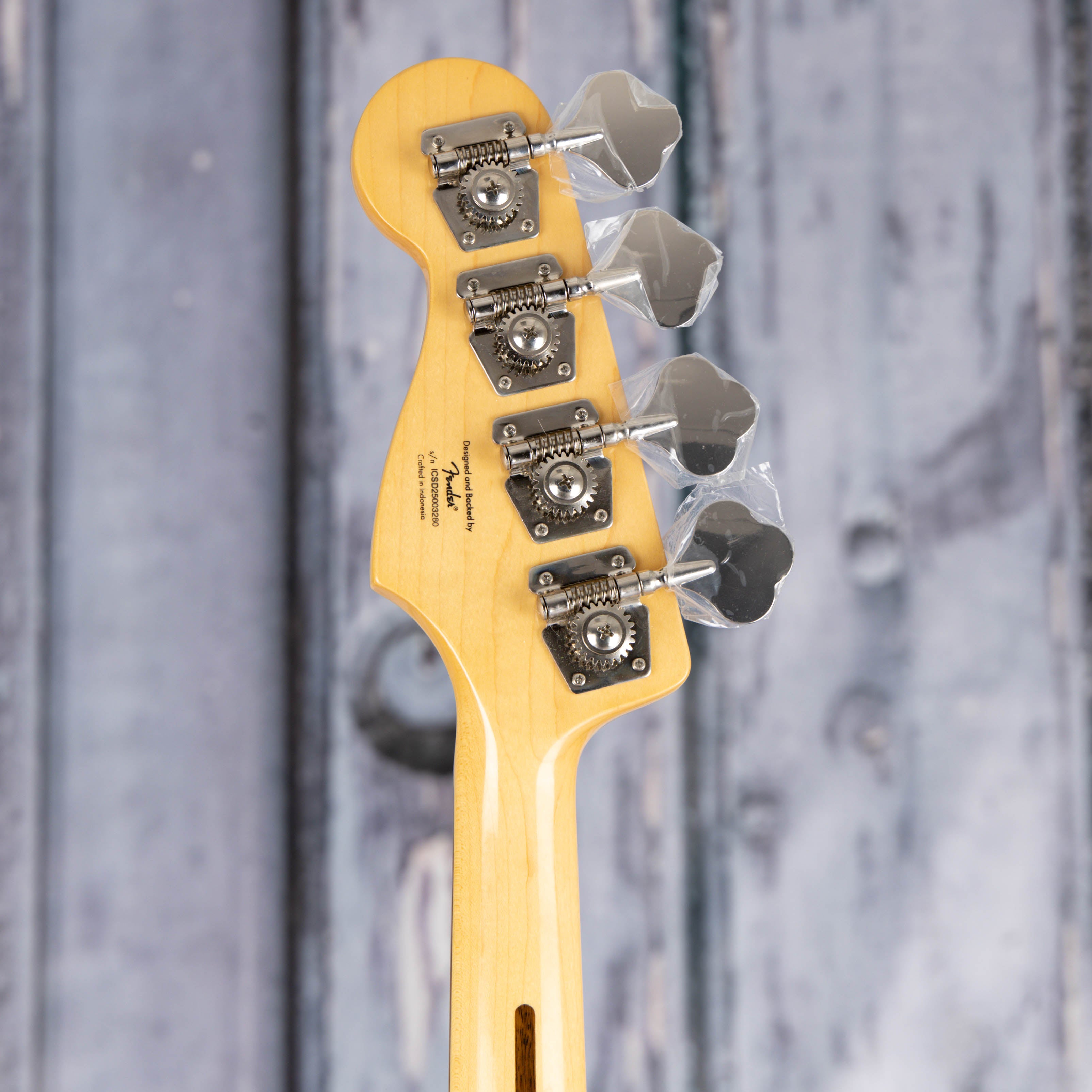 Squier Classic Vibe '60s Jazz Bass Guitar, Tahitian Coral, back headstock