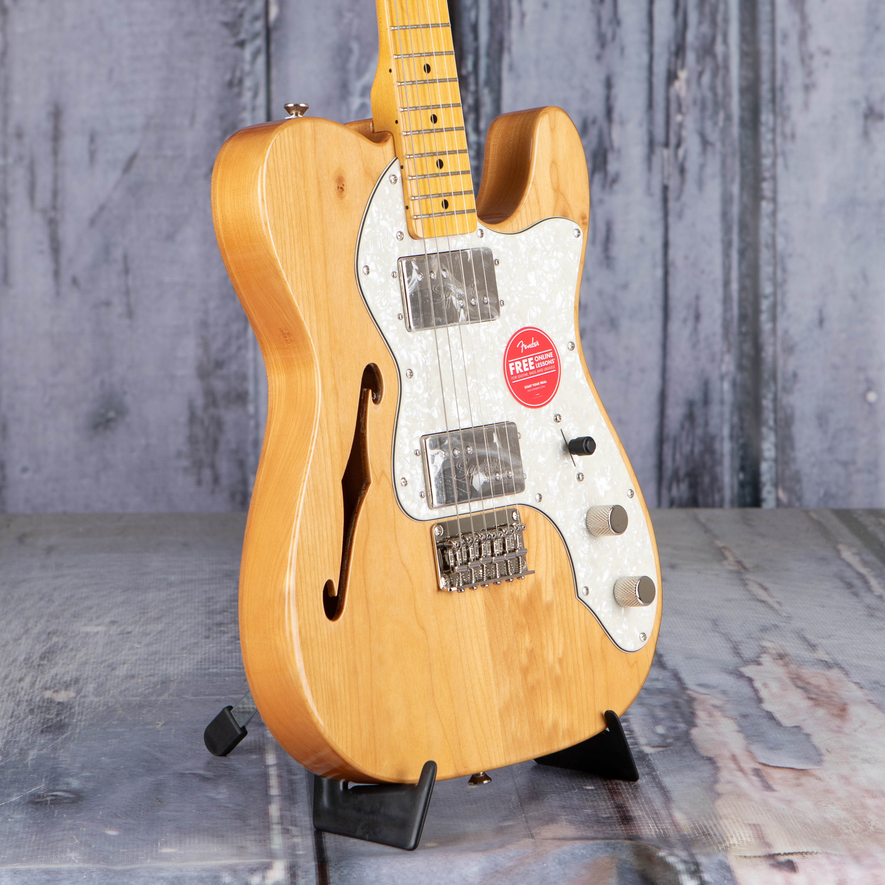 Squier Classic Vibe '70s Telecaster Thinline Electric Guitar, Natural, angle