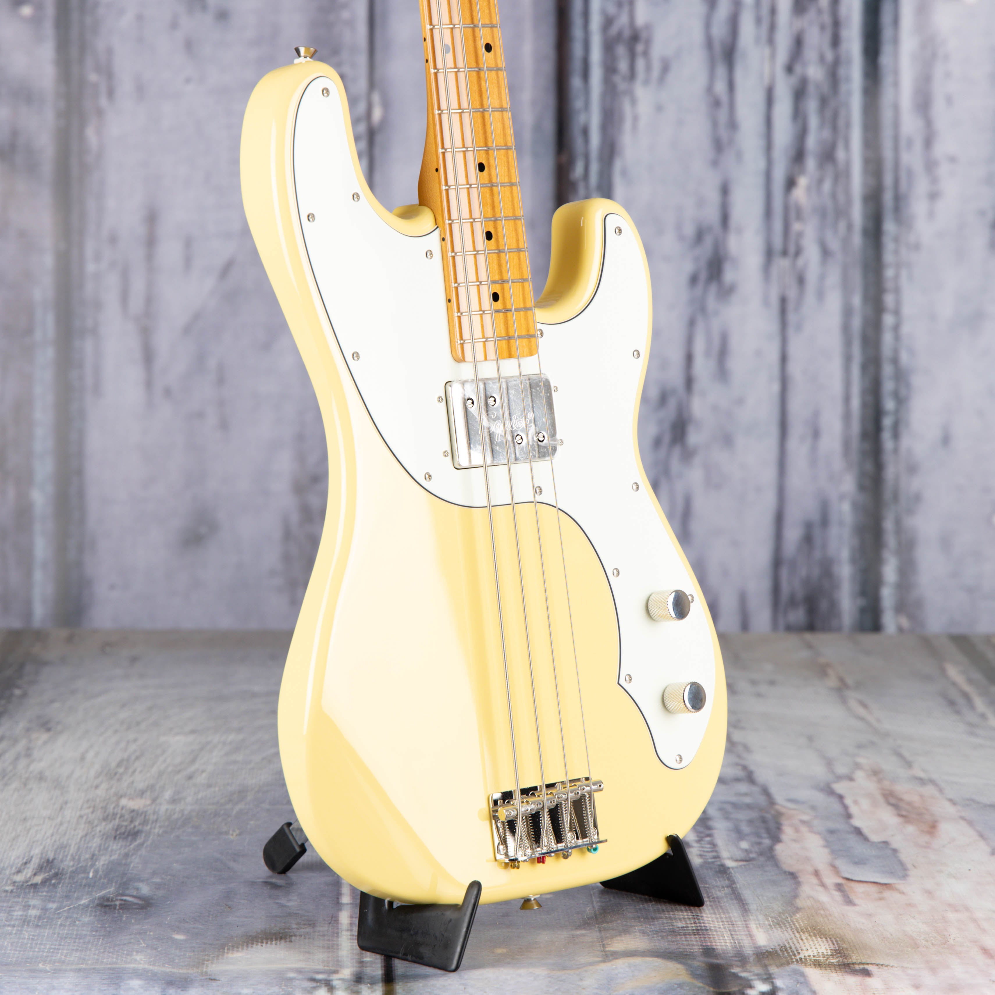 Squier Classic Vibe Telecaster Bass Guitar, Vintage White, angle