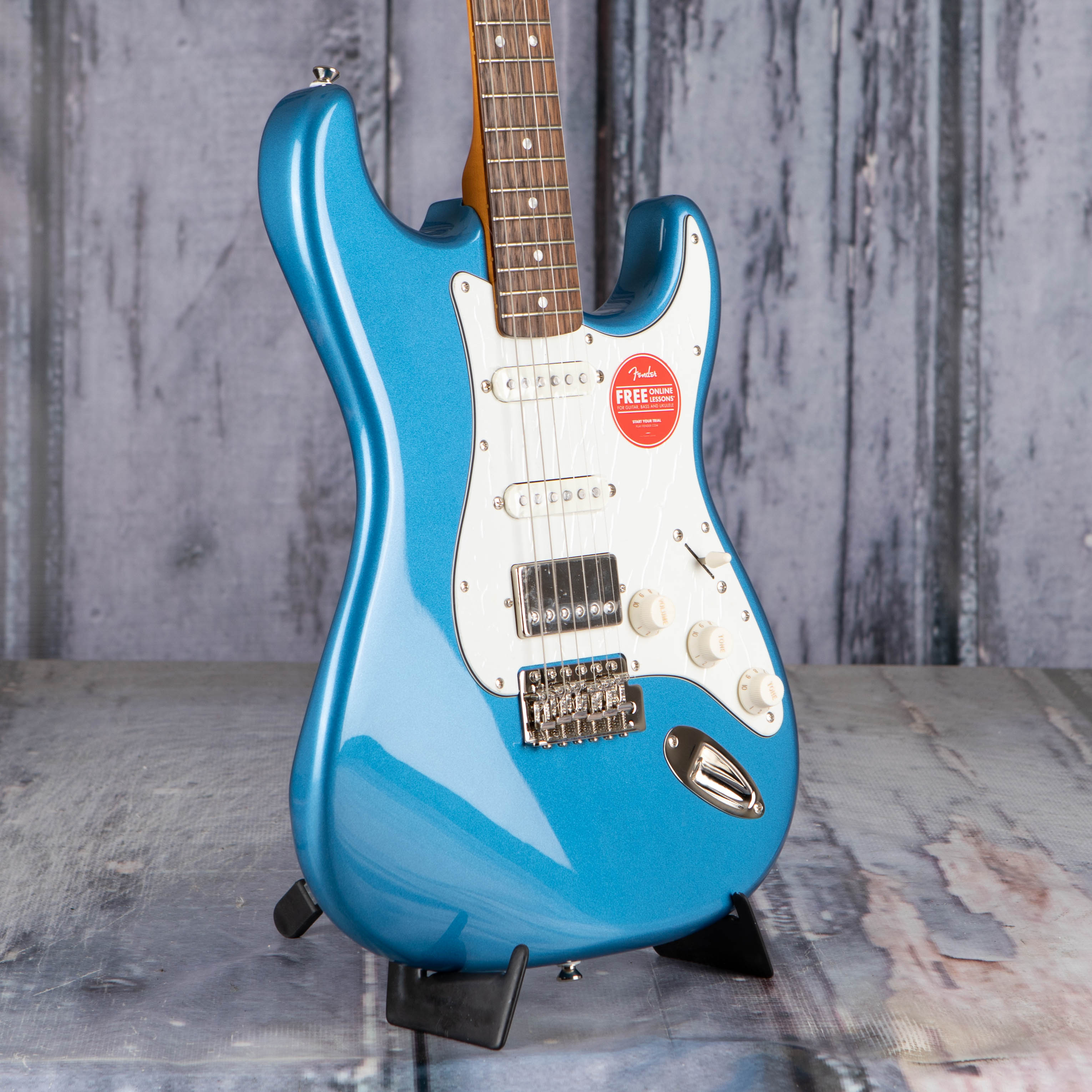 Squier Limited Edition Classic Vibe '60s Stratocaster HSS Electric Guitar, Lake Placid Blue, angle