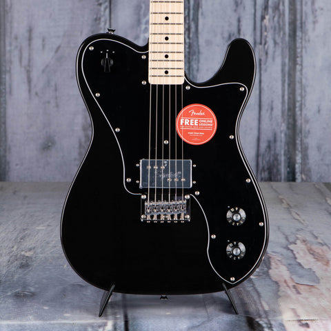 Squier Paranormal Esquire Deluxe Electric Guitar, Metallic Black, front closeup
