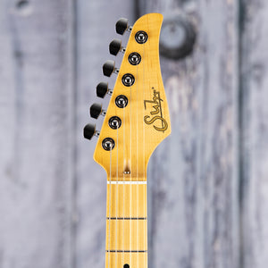 Suhr Classic S Electric Guitar, SSS, Maple Fingerboard, Olympic White, front headstock