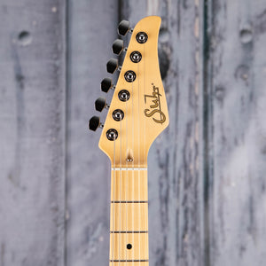 Suhr Classic S Electric Guitar, SSS, Sonic Blue, front headstock